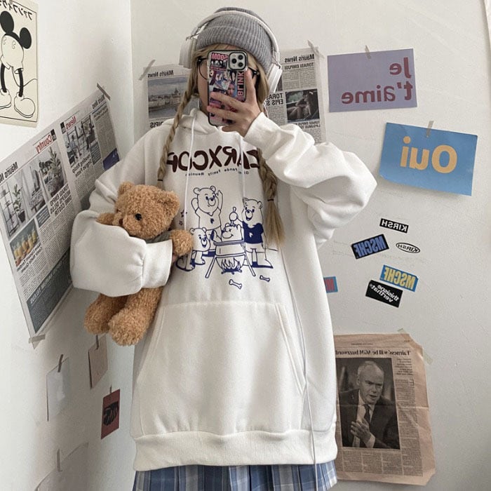 オータムウィンターセーター フードジャケット ルーズプリント 秋物 冬物 ケッペル17682451852