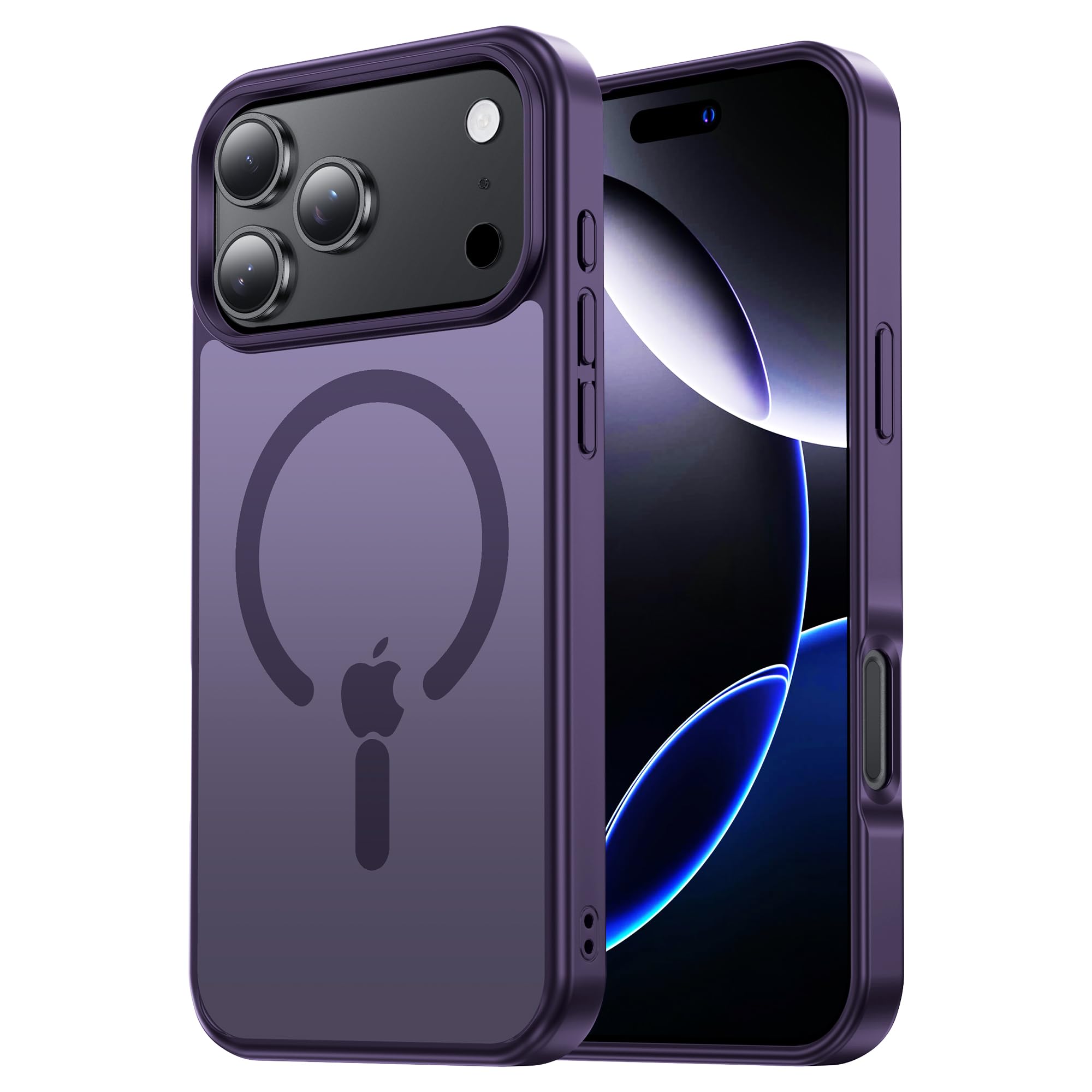Gtsoho iPhone 18 Pro/iPhone 17 Pro 用 ケース 米軍規格 MagSafe対応 マグネット搭載 ワイヤレス充電 ダークパープル