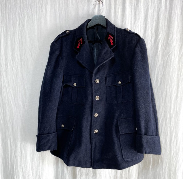 60s フランス軍 ファイヤーマン ウールジャケット 制服 ネイビー