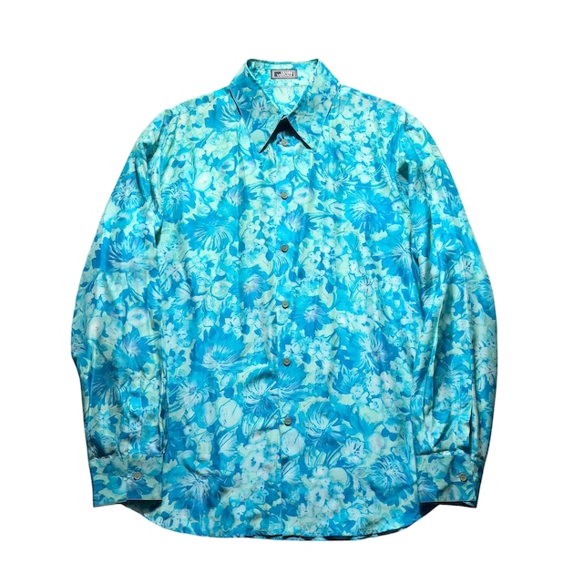 vintage GIANNI VERSACE blue floral silk shirt