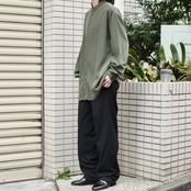 terracotta button band collar shirt