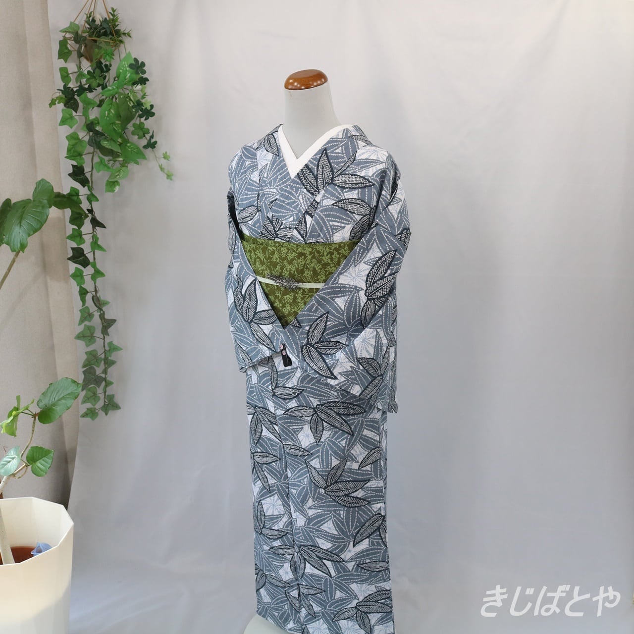 綿麻浴衣 薄鈍に竹 | きじばとや