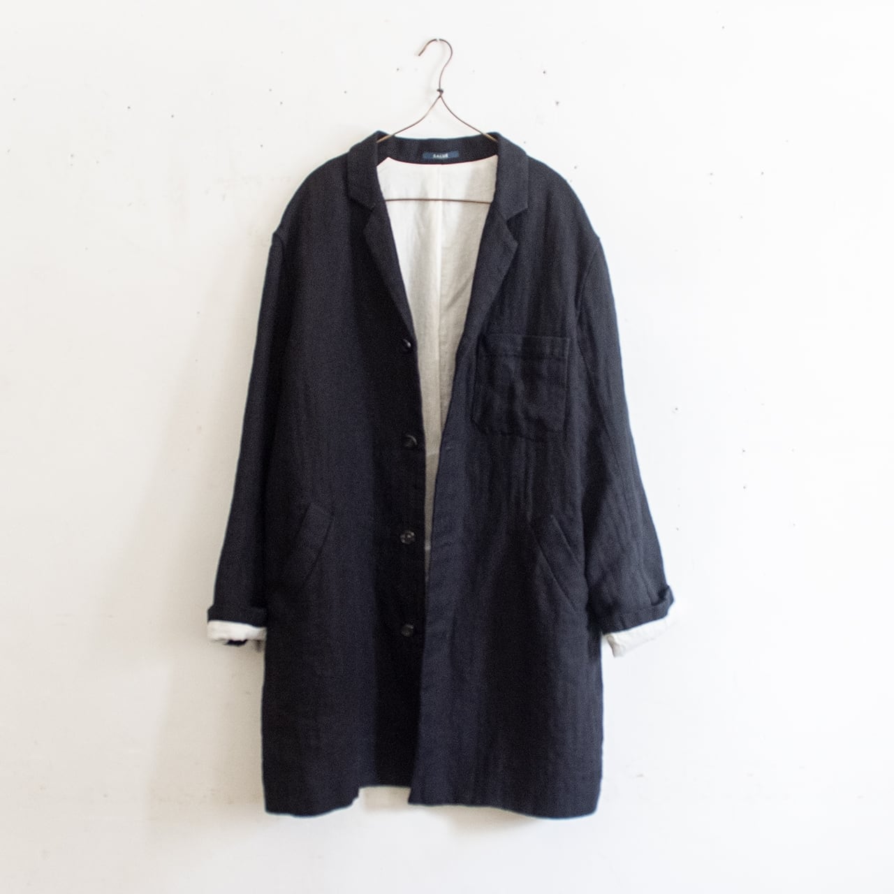 サルエ SALUE リネンジャケット ヘリンボーン ブラック unisex coat jacket／herringbone linen〈black〉 | SALUÉ