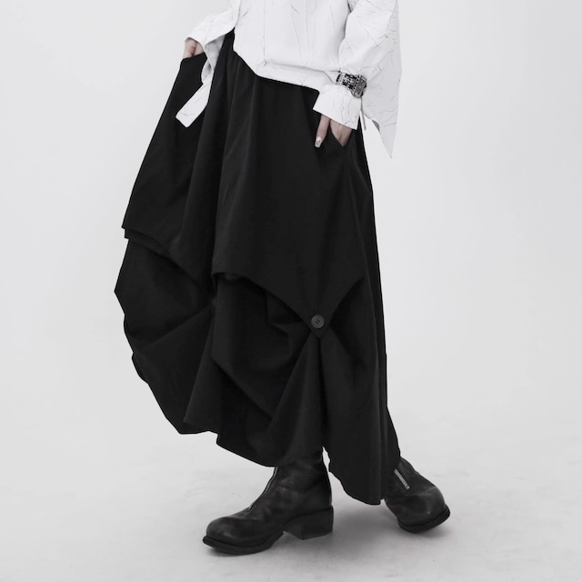 アシンメトリー ミモレ丈 フレアスカート 1color SK0344