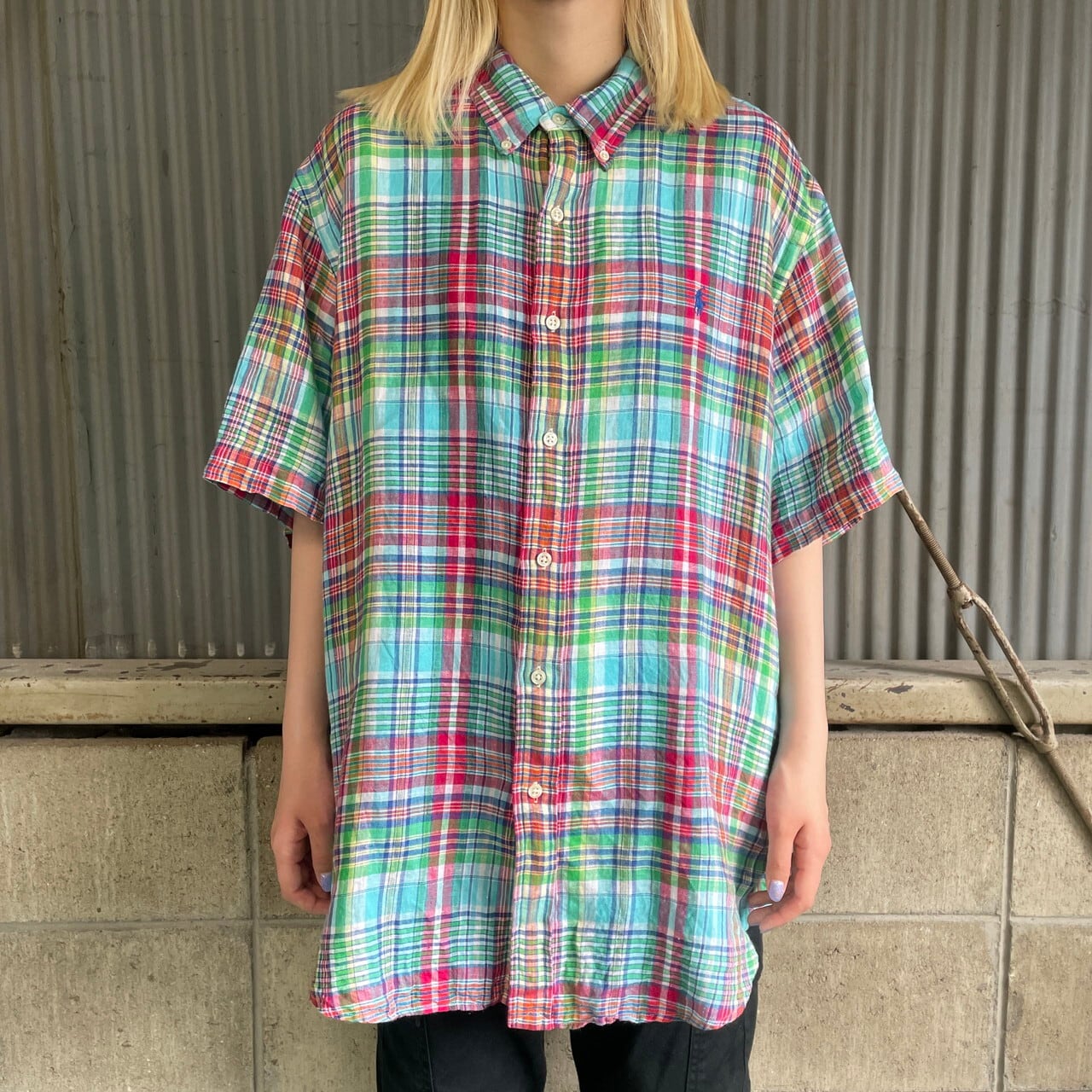 【未使用級】RALPH LAURN ラルフローレン リネンシャツ　チェック　M クラシック フィット チェック リネン シャツ