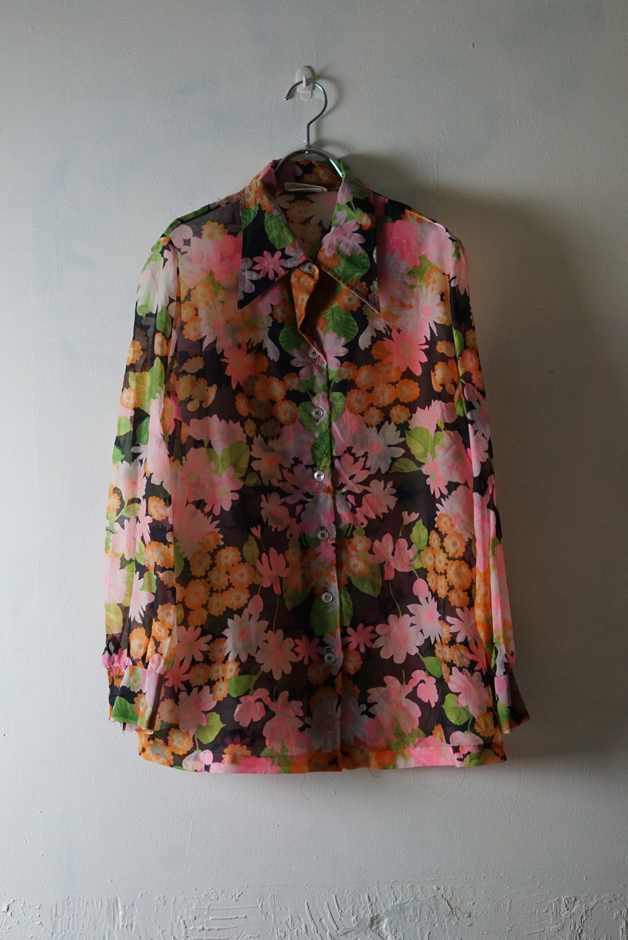 FLOWER PATTERN SHEER SHIRT