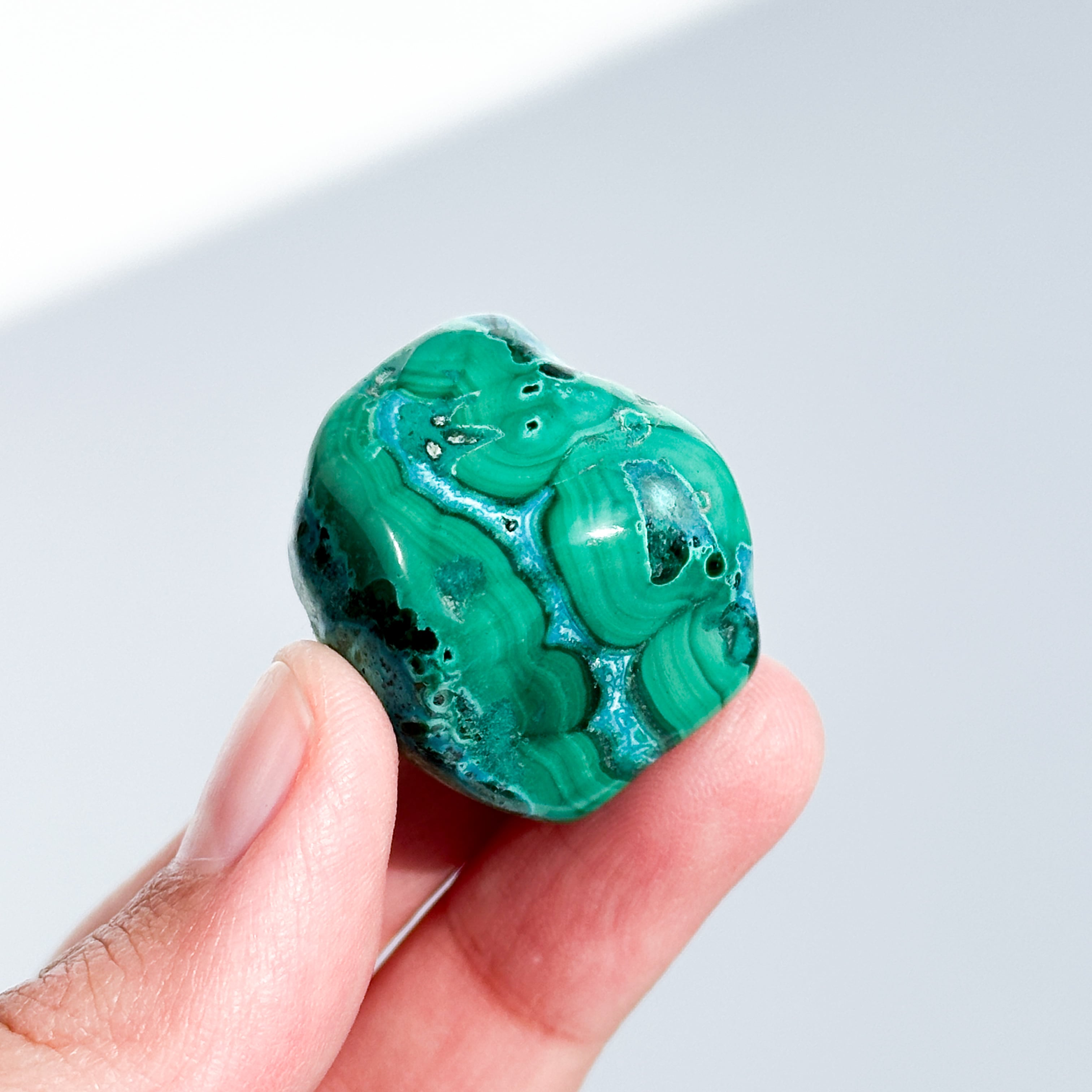 マラカイト with クリソコラ（マラコラ） タンブル21◇ Malachite with