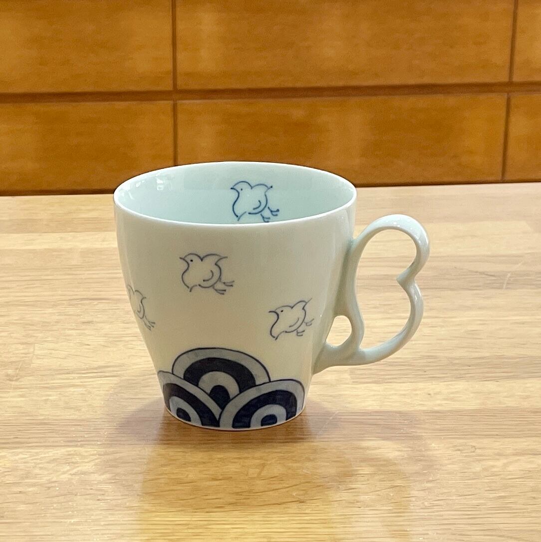 マグカップ フーズカップ ドット柄（青）・千鳥・クジラ・ 有田焼
