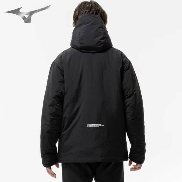 Mizuno フード付きジャケット ブラック サーマル インシュレーションコート アウター ミズノ フットボール
