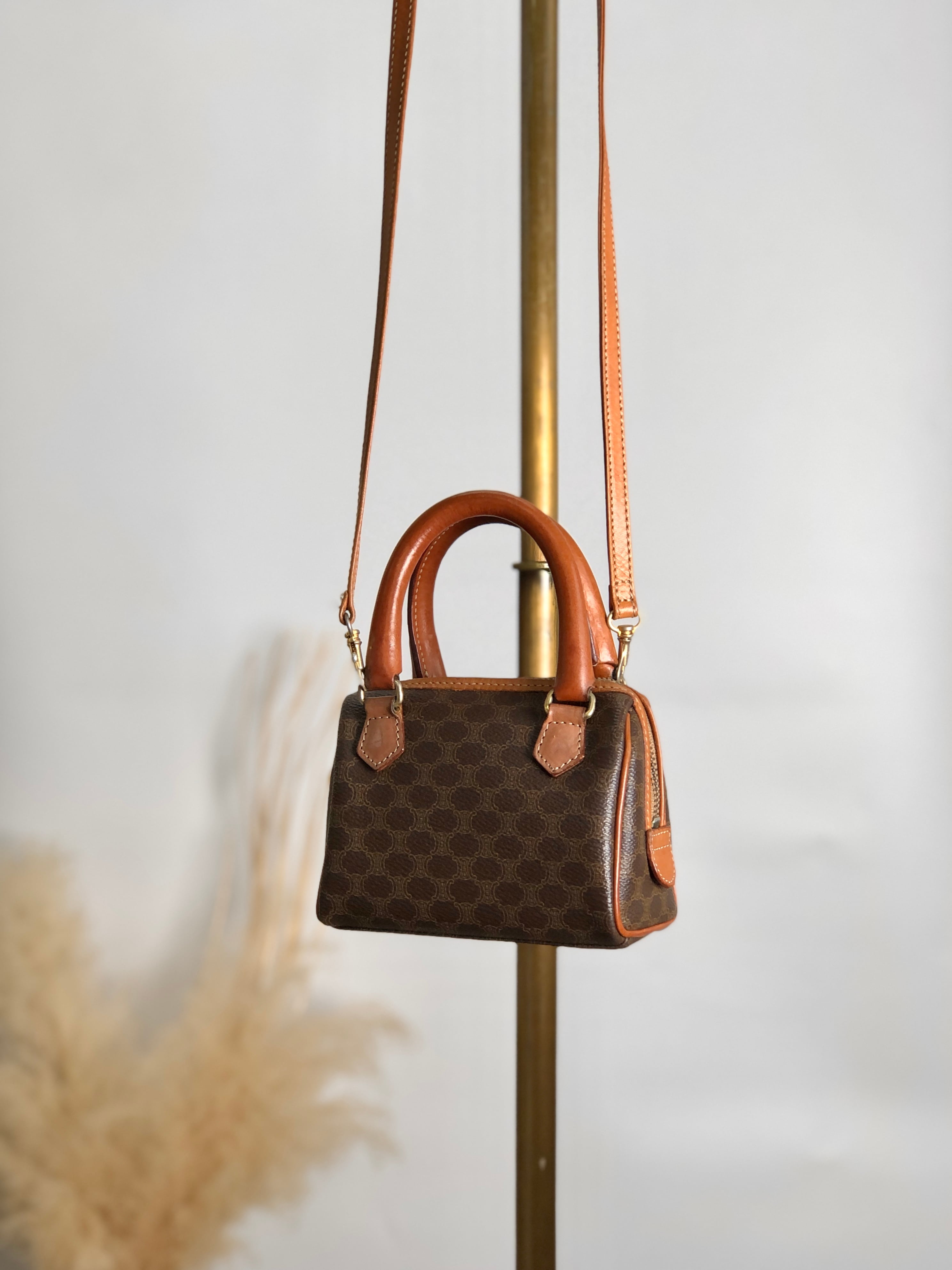 セリーヌ マカダム ショルダーバック レザー PVC ヴィンテージ CELINE