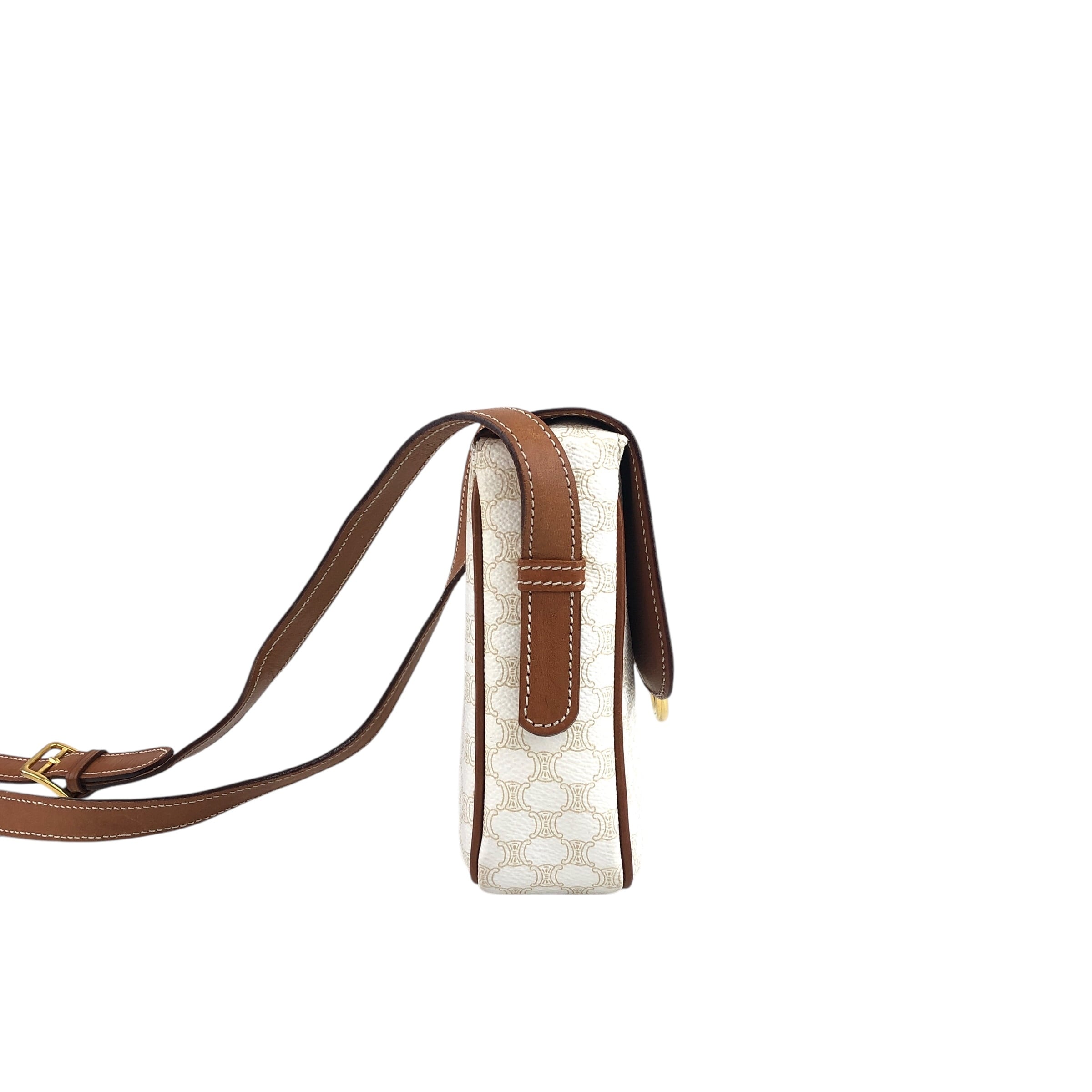 ★CELINE セリーヌ マカダム  ショルダーバッグ ホワイト ガンチーニ PVC レザー  w4jb3k CELINE セリーヌ マカダム ショルダーバッグ ホワイト ガンチーニ PVC