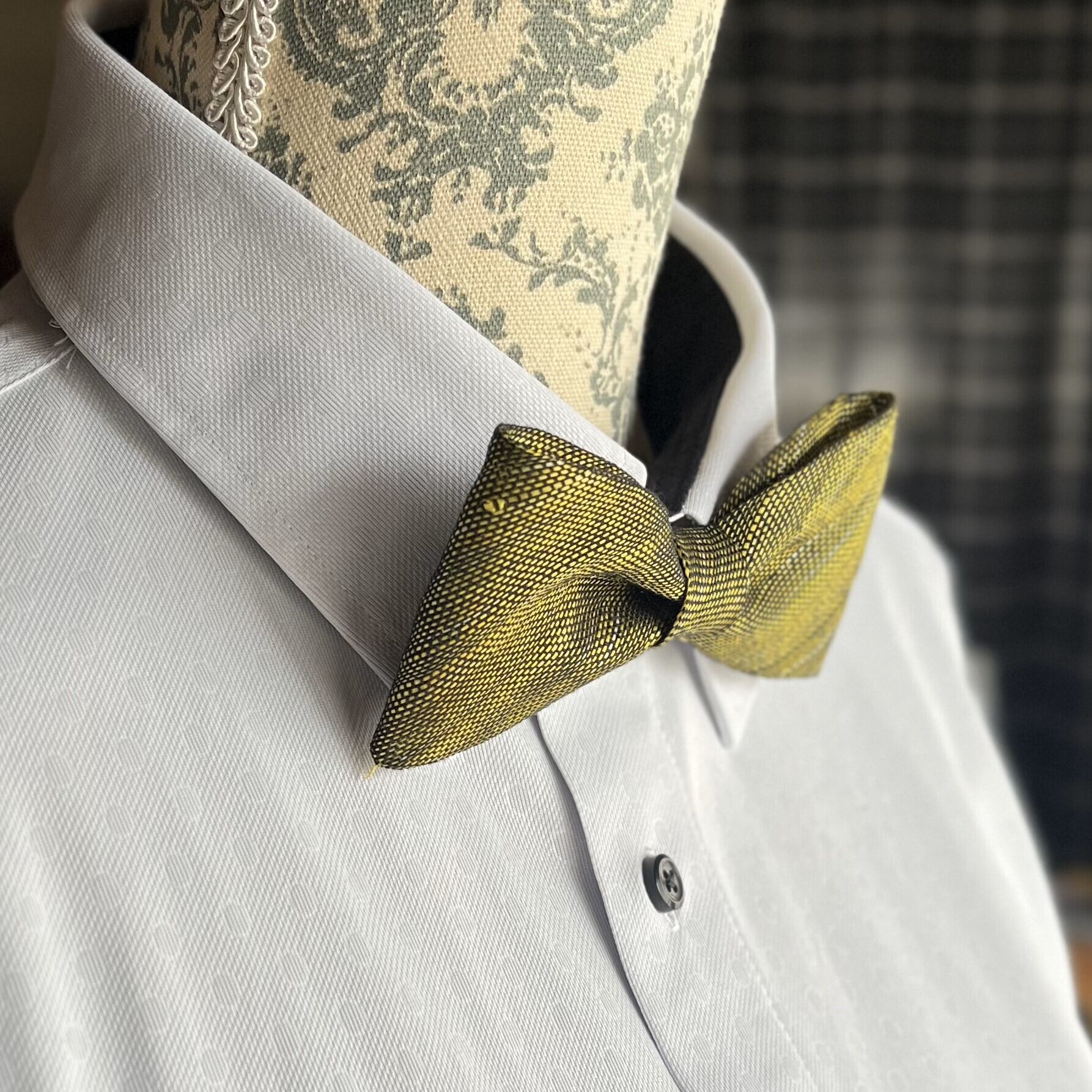 希少素材：アバカ織の蝶ネクタイ 黒/緑 | Soma_そま工房