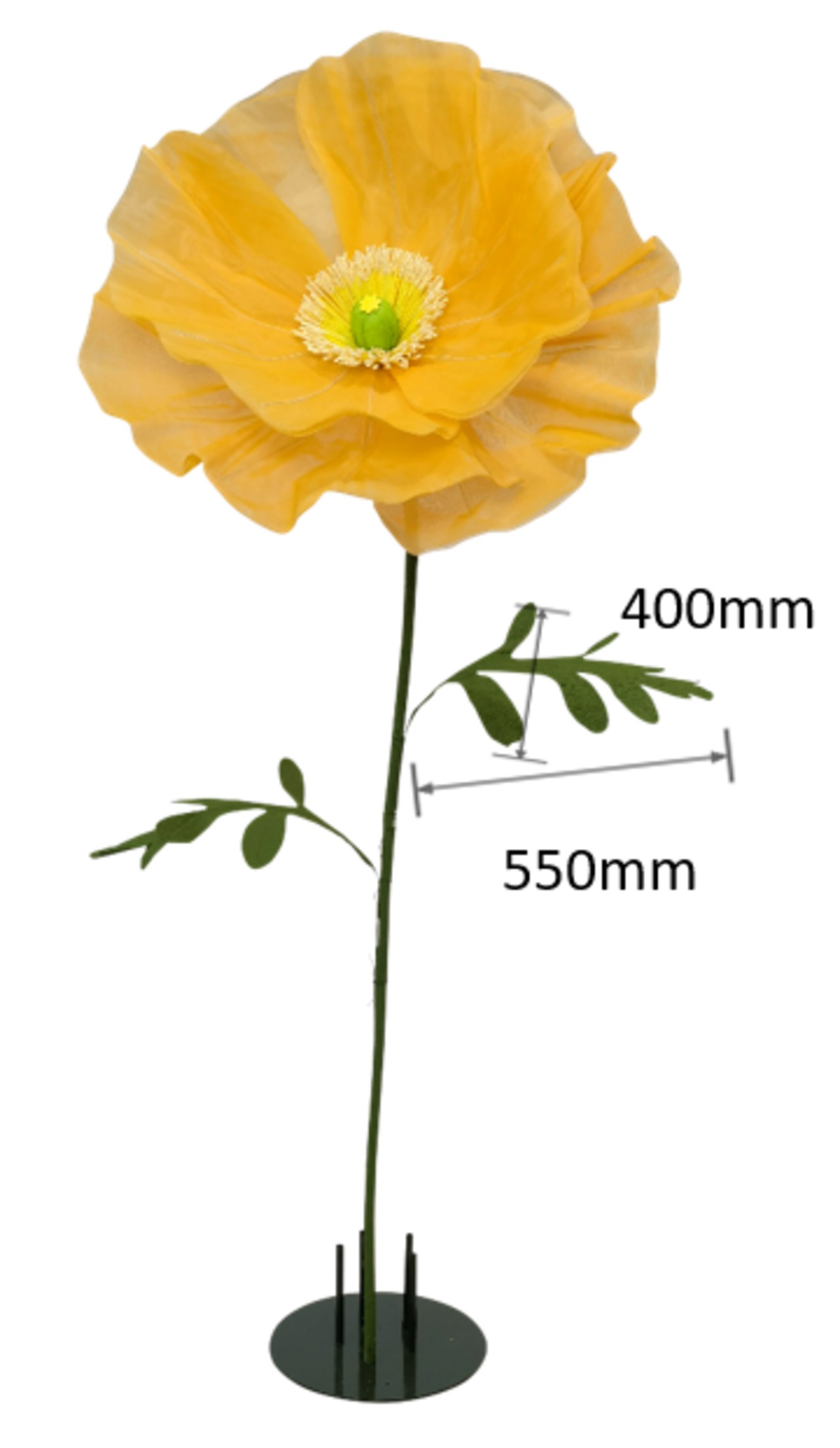 オーガンジー　ジャイアントフラワー　ポピー70cm　オレンジ・レッド