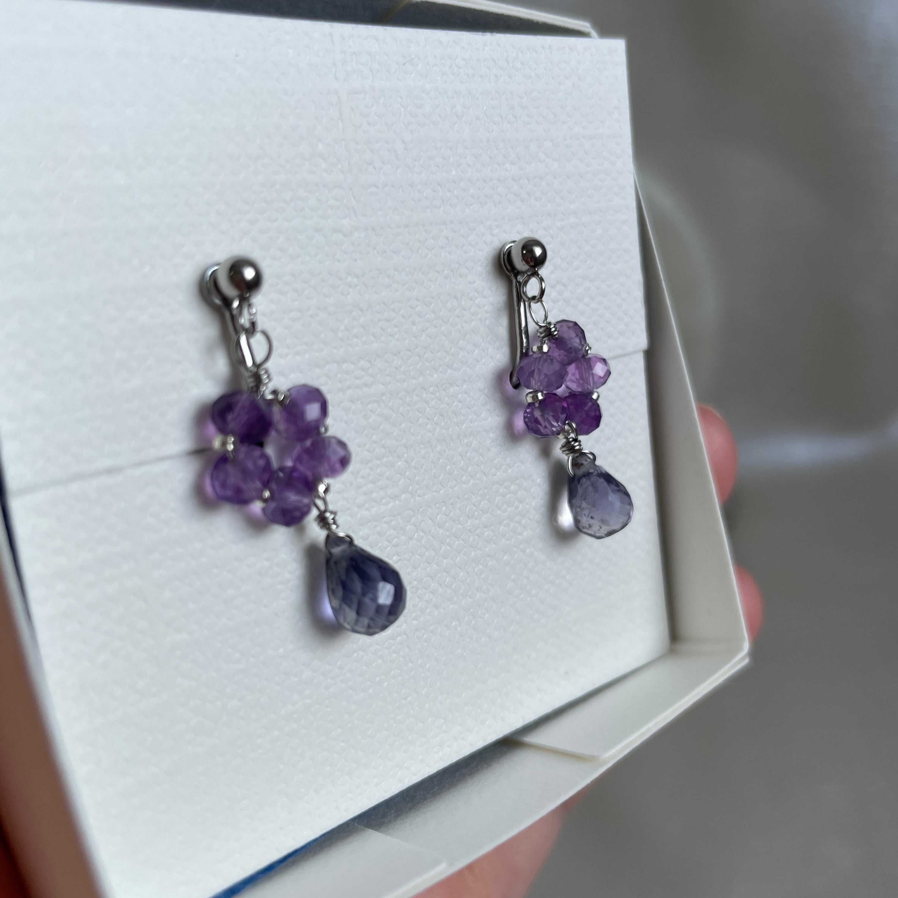 【さいちゃん】【0913-②】ピアス アイオライト＆プレシャスオパール さいちゃん様専用】【0913-②】ピアス アイオライト＆プレシャス