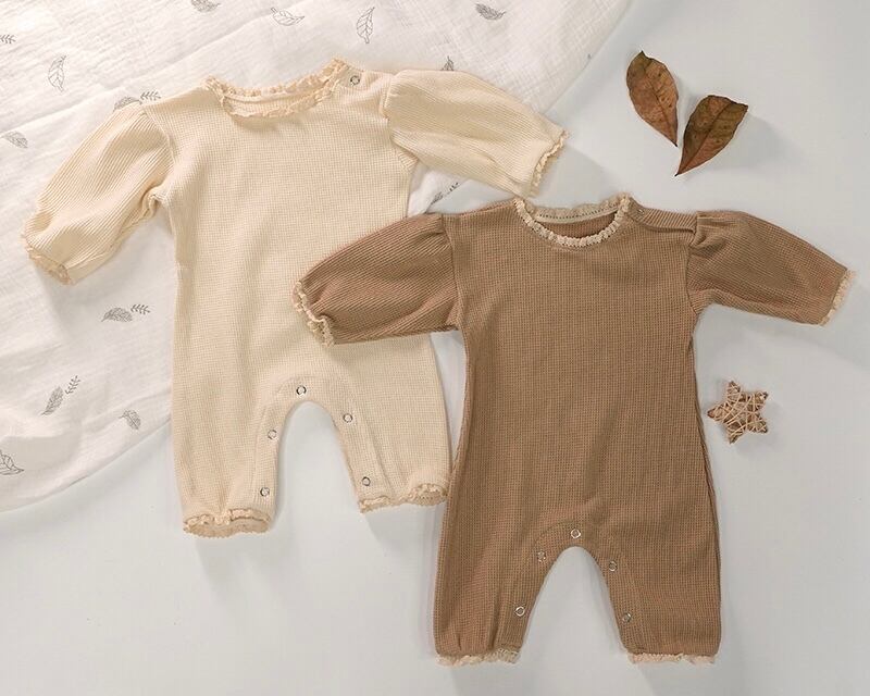 ワッフルロンパース / 女の子 / 男の子 / 〜24ヶ月( ブラウン / ベージュ )