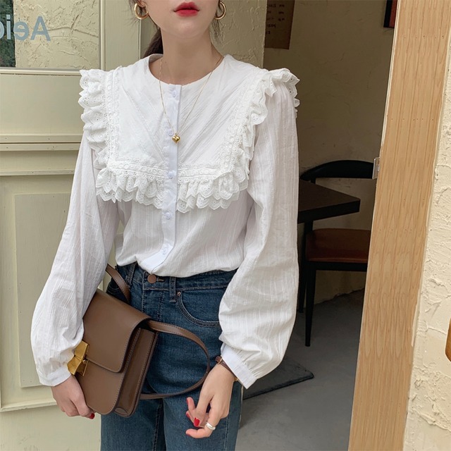 【絶対ほしいトップス】 春新作大人気レース付けシャツ　A0661