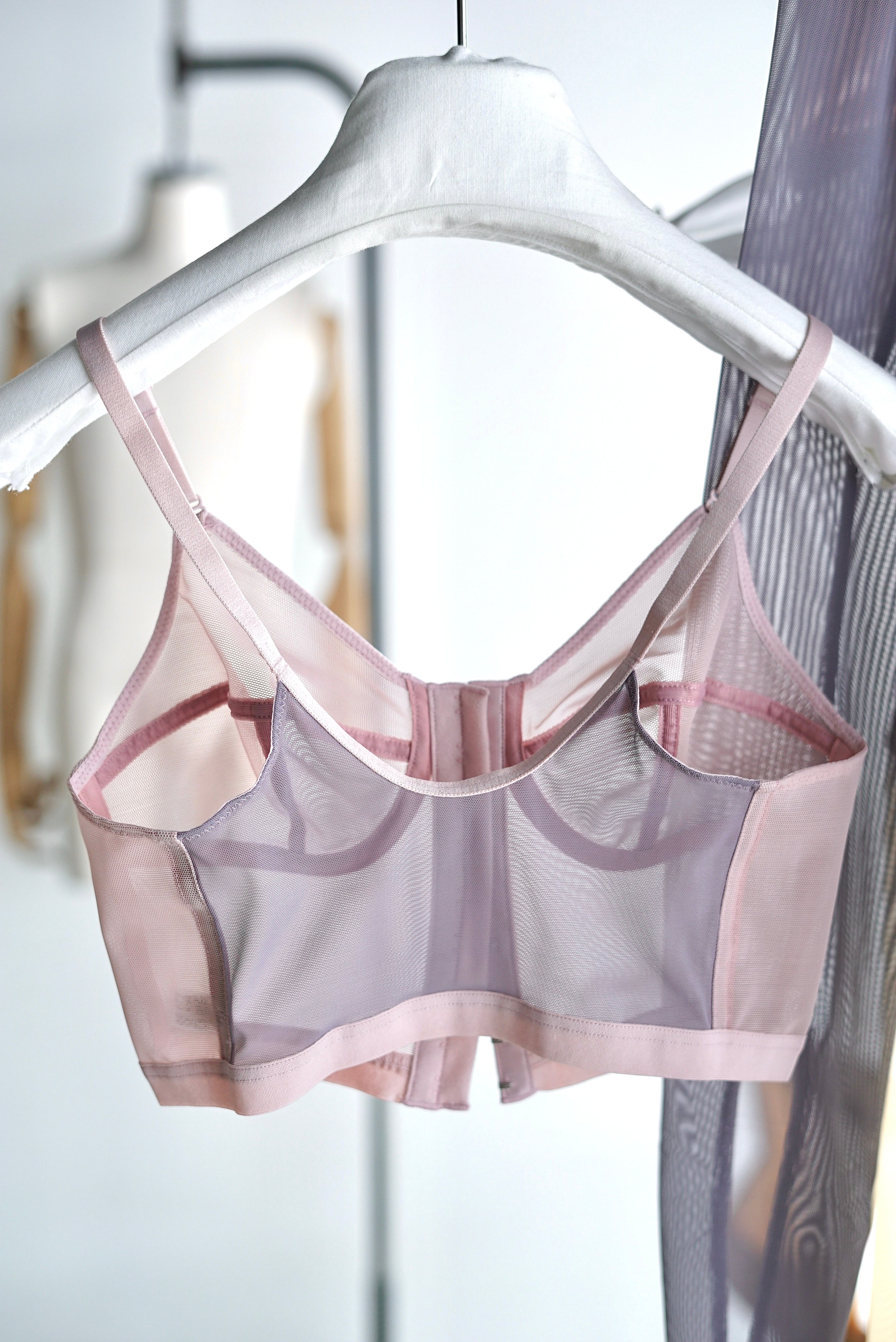 OVERNEATH / NET×BUSTIER (Bustier / 036N) ( Dusty Pink×Grey , Navy