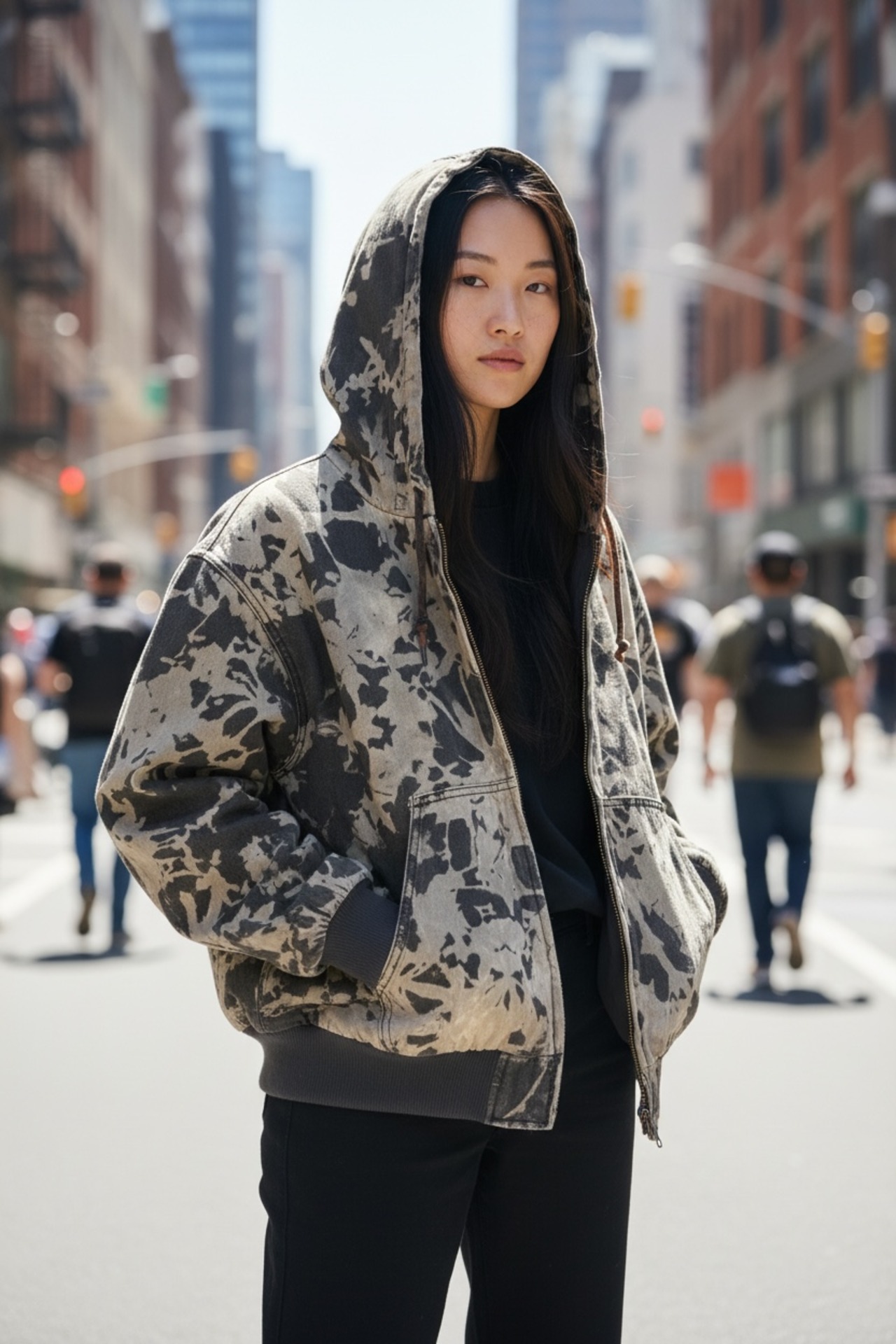 【数量限定販売】ブリーチ中綿フードブルゾン 雲母