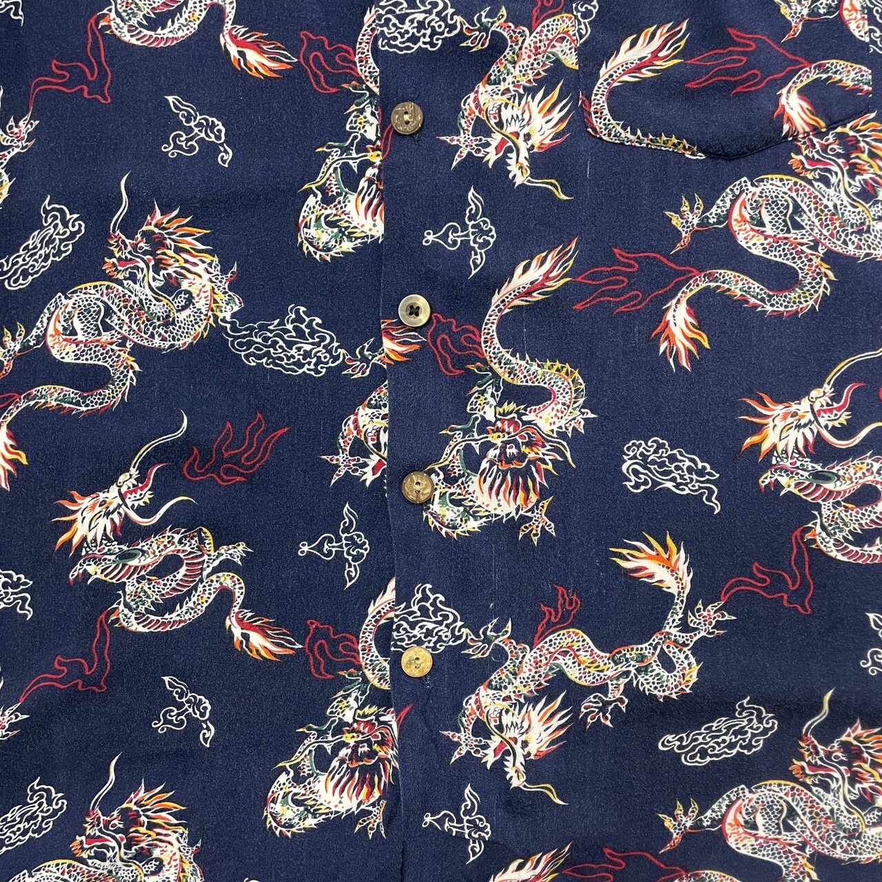 RED DRAGON 龍 アロハシャツ 開襟 半袖 レーヨン シャツ メンズXL 古着 