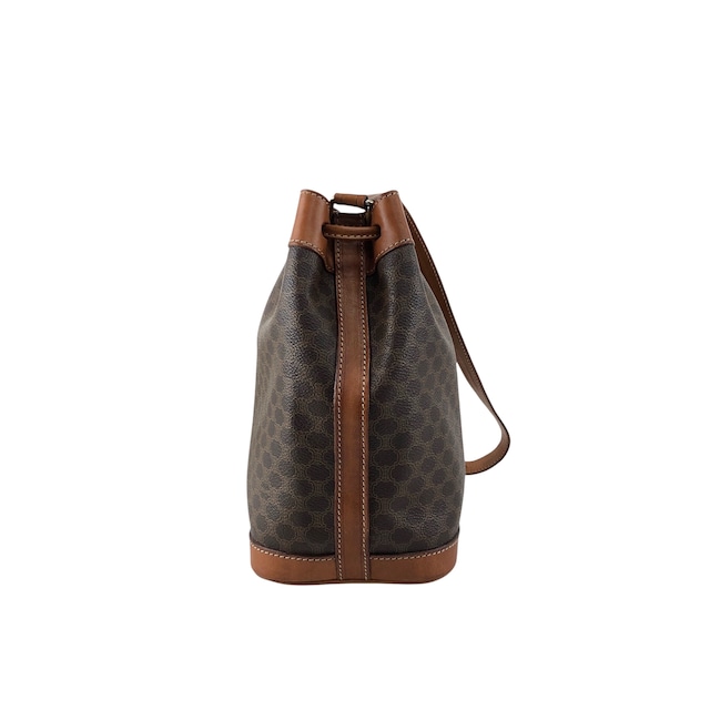 CELINE セリーヌ マカダム ショルダーバッグ ブラウン PVC レザー 巾着 vintage ヴィンテージ オールド tinzim