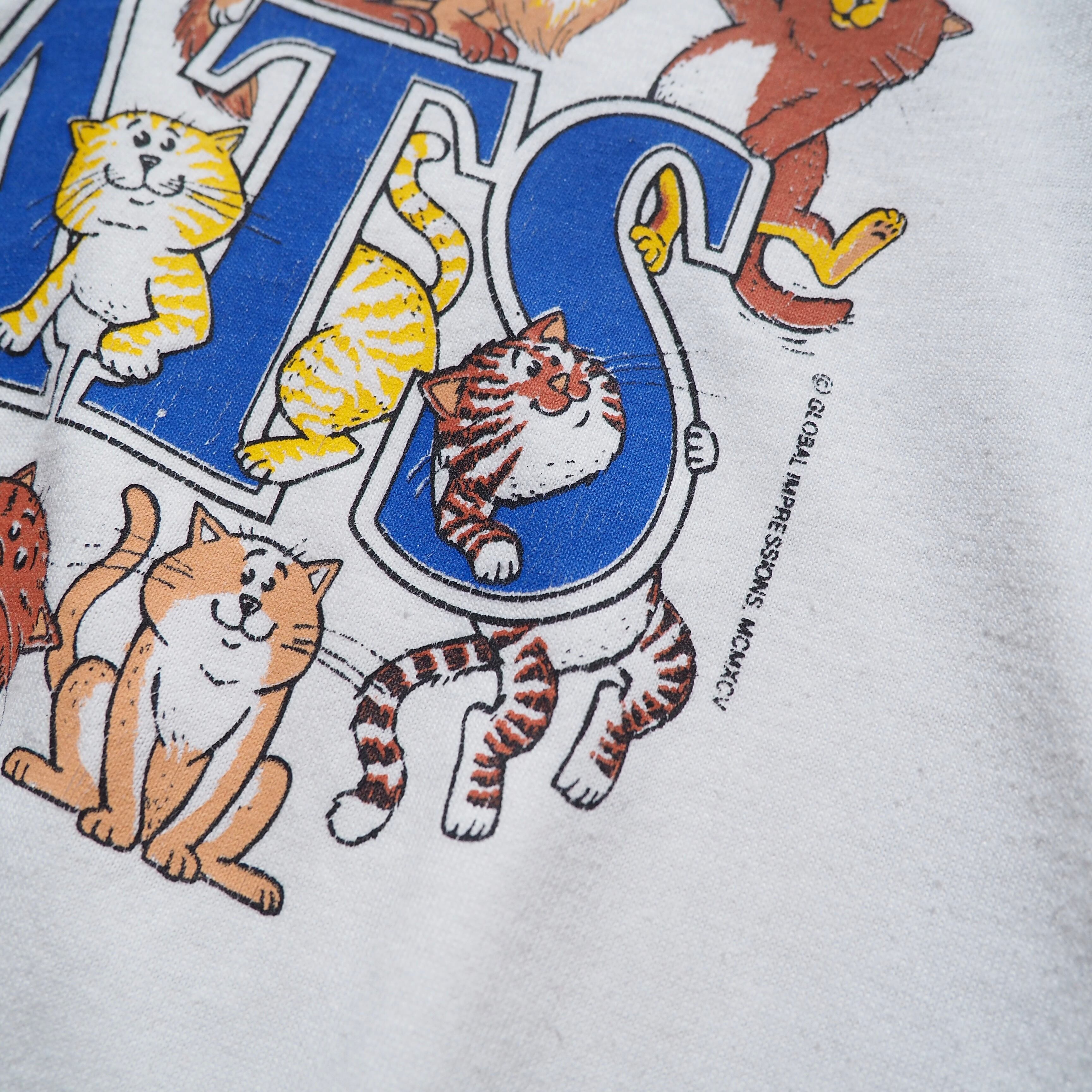 1990s ” I love cats ” printed vintage ss white Tee