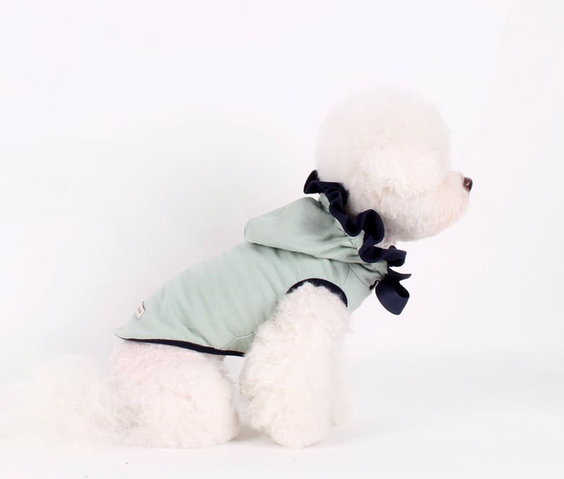 フリルリボンフード付きTシャツ S ~ XL 2color / 犬服 春物 新作 おしゃれ ドッグウェア 可愛い 犬の服 小型犬 中型犬 ペット用品 ペット洋服　b32