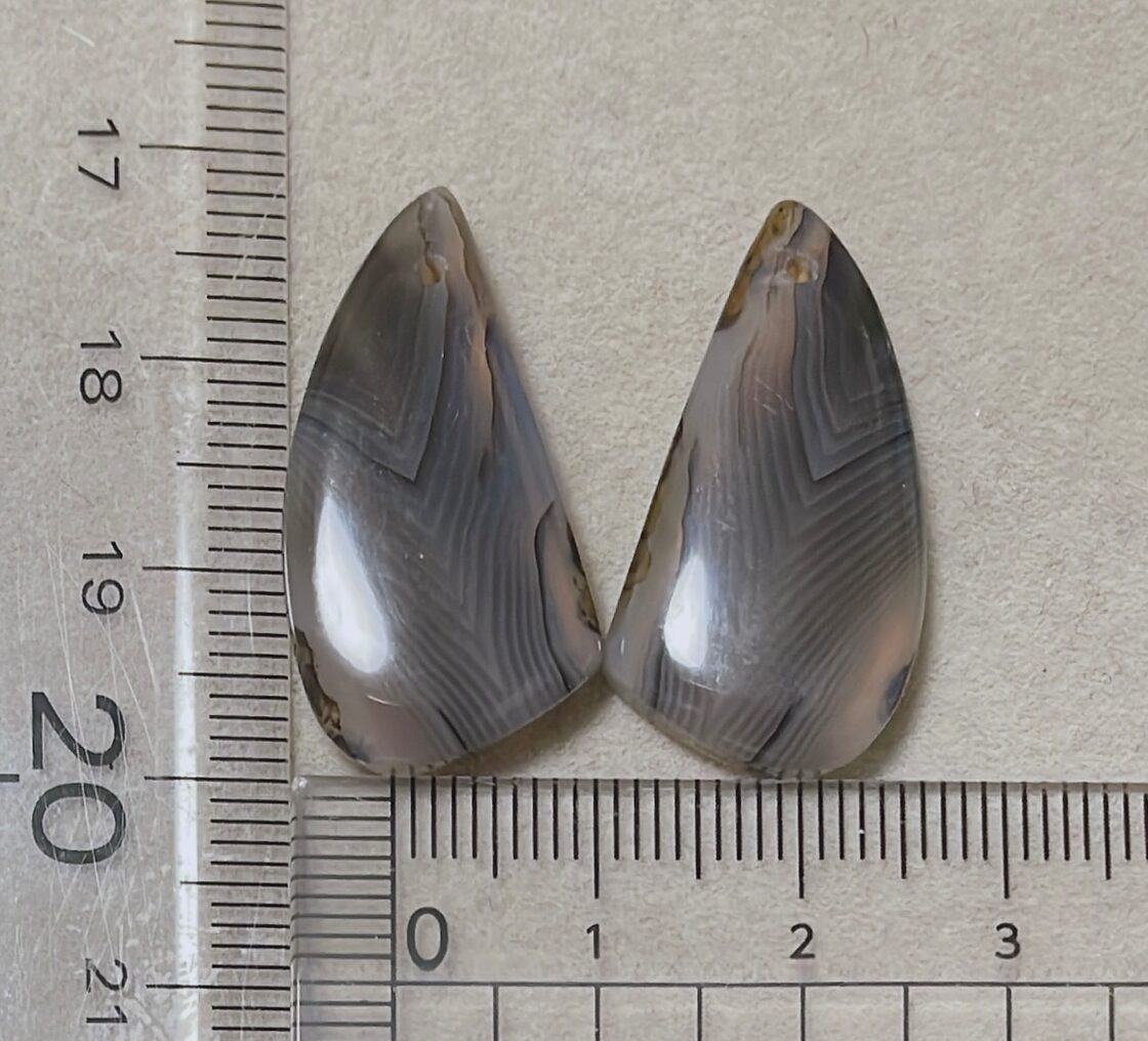 グレー バンデットアゲート 1ペア 天然石 穴あり ピアス ハンドメイド 