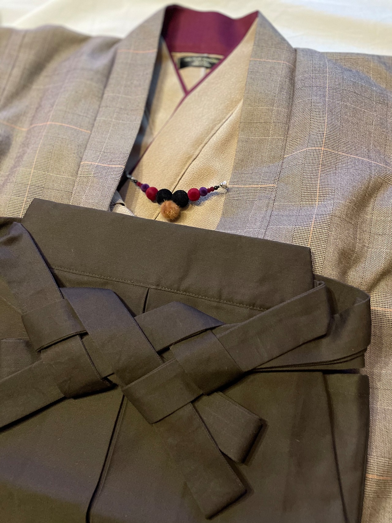 【受注製作】通常袴紐タイプ 90cm丈 ブラウン ジュニアサイズ160 袴単品