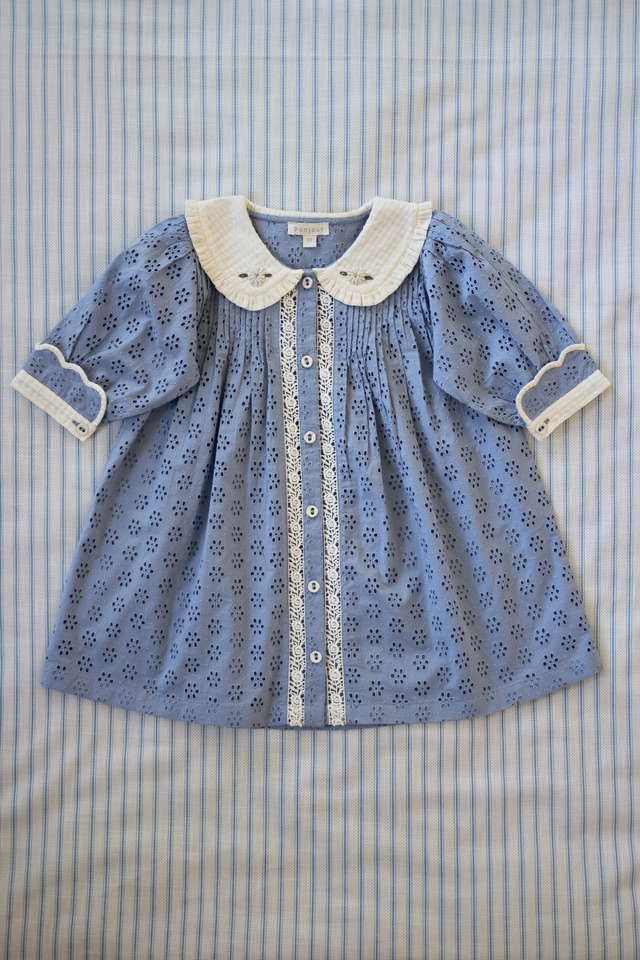 《ラスト2y》Bonjour Diary / Madeleine Tunic - Blue English Embroidery
