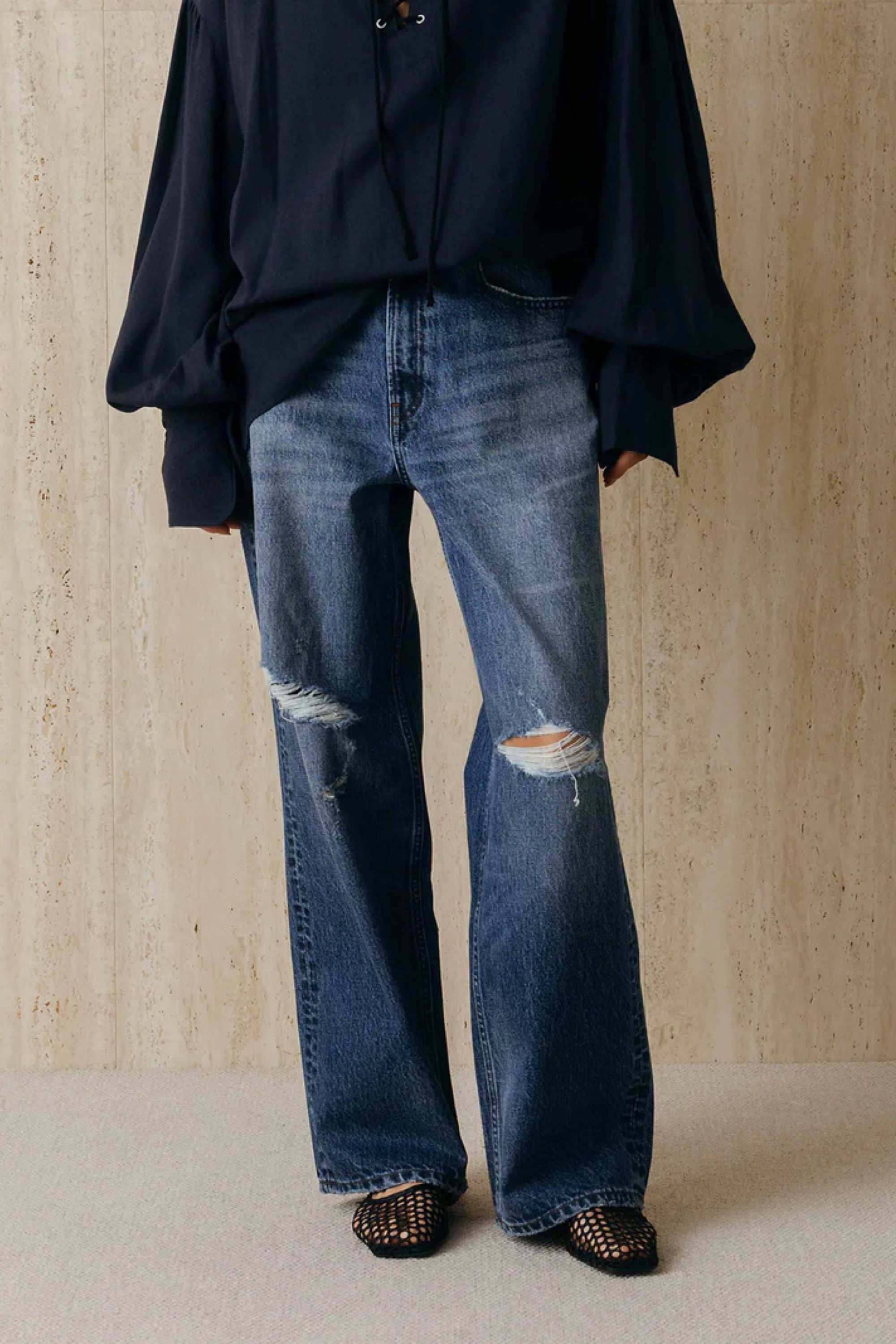 CREDONA WIDE BEETLE DENIM PANTS ワイドビートルデニムパンツ Blue