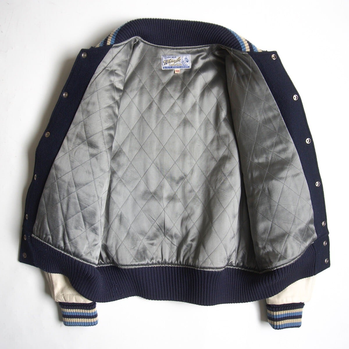 雰囲気抜群】WHITESVILLE【フルデコ レザースリーブ スタジャン】40