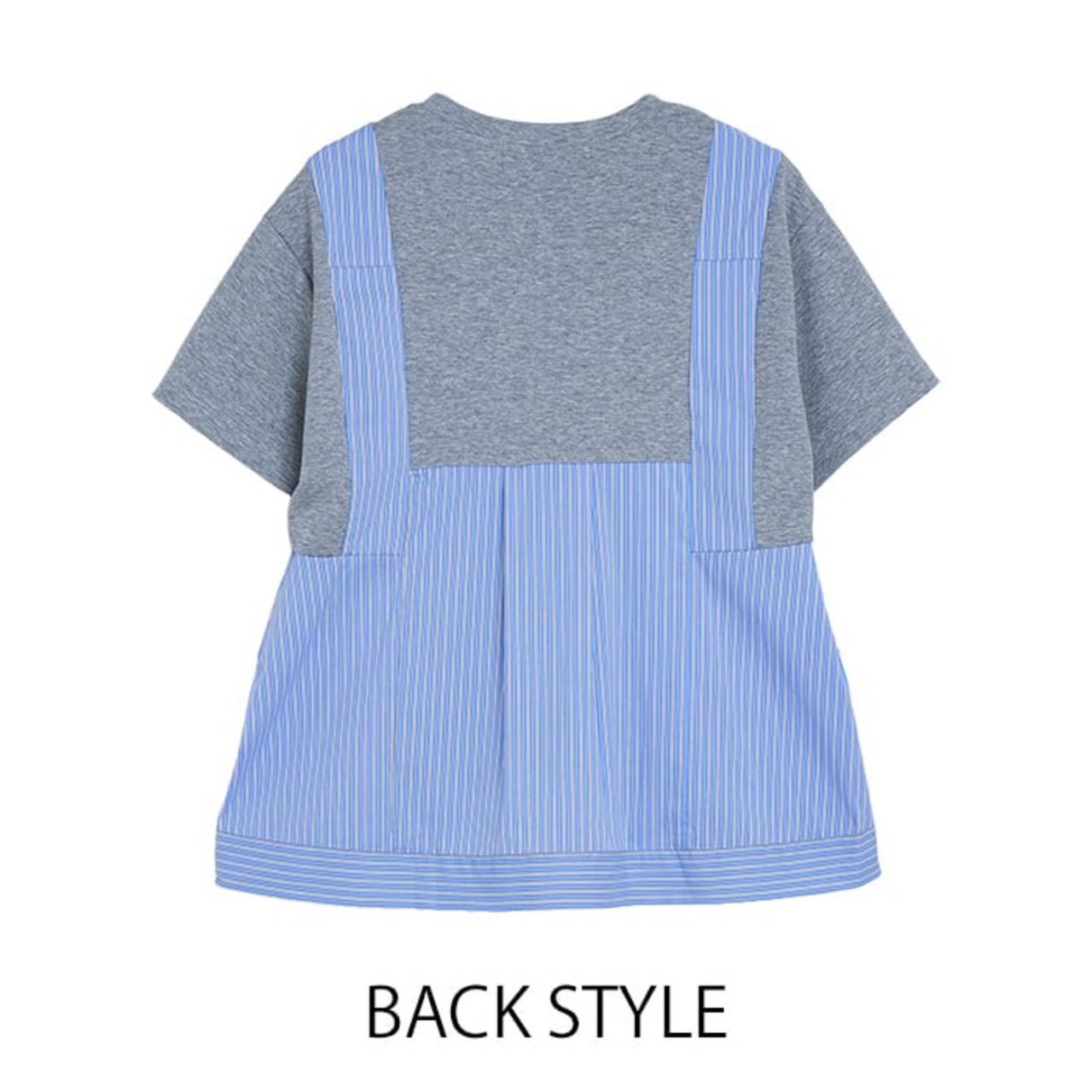 MMD118TEB ストライプシャツドッキングTシャツ