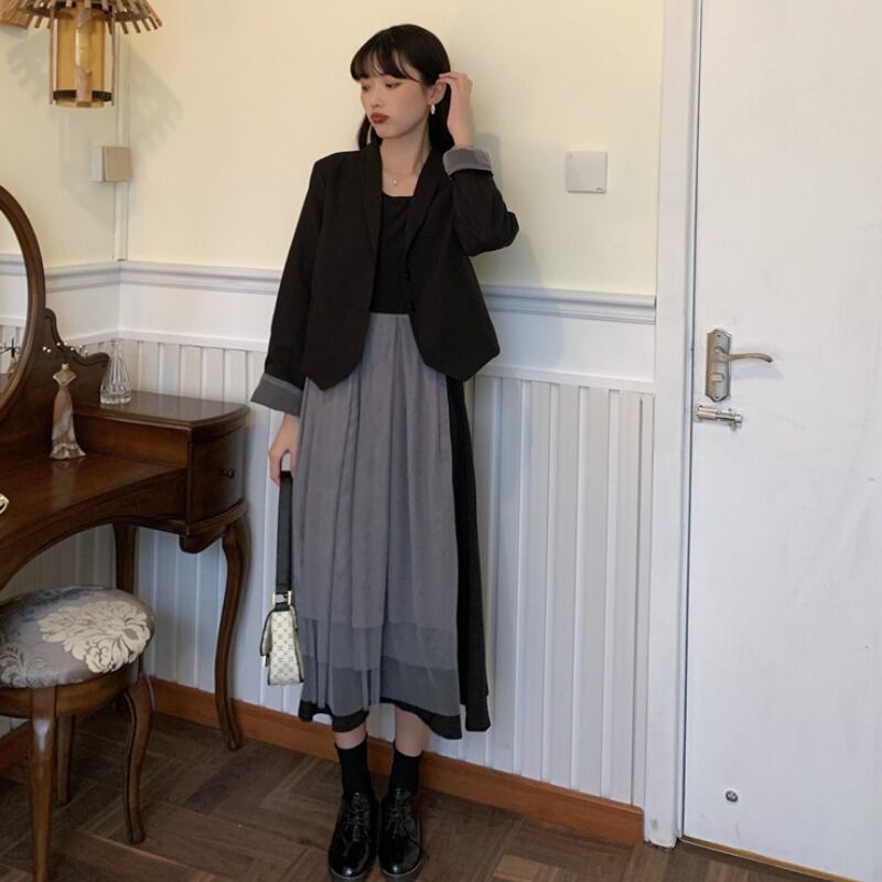 オータムジャケット メッシュスカート 秋物 1号婦人78400549738