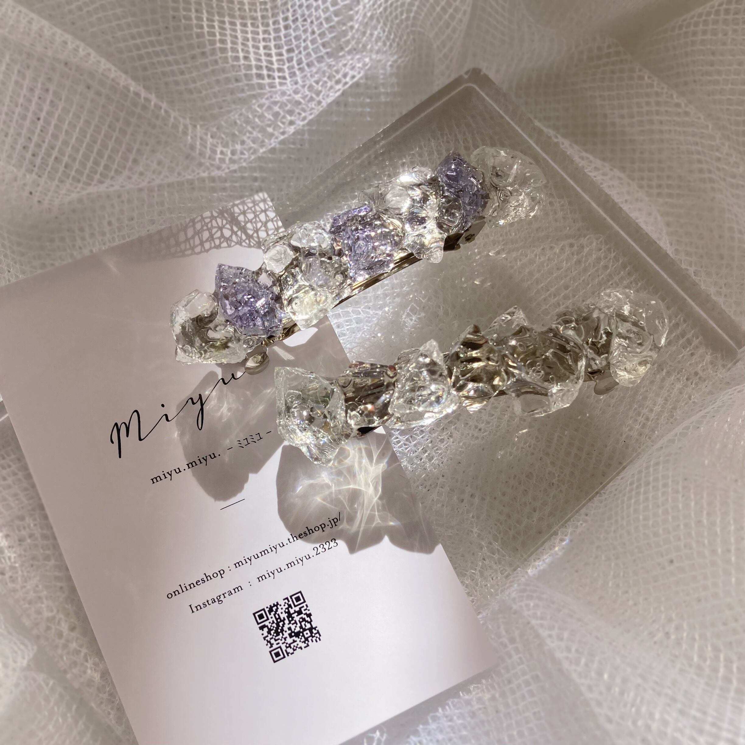 うるうる宝石】バレッタ （clear silver / clear purple） | miyu.miyu