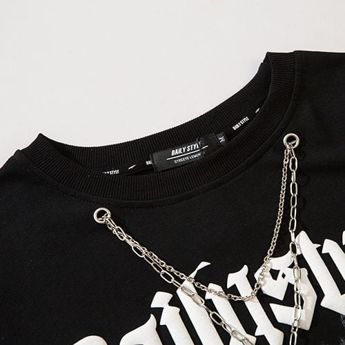 2color ユニセックス Tシャツ 長袖 クロスネックレス装飾 ロンT