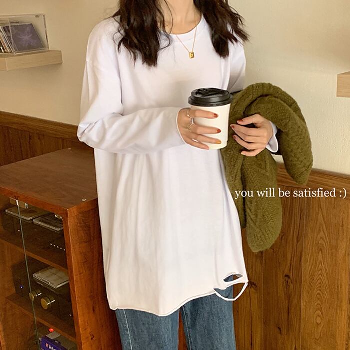 Tシャツ シャツ トップス スプリングルーズプルオーバー ロング 春物 YY-ファッション77651608145