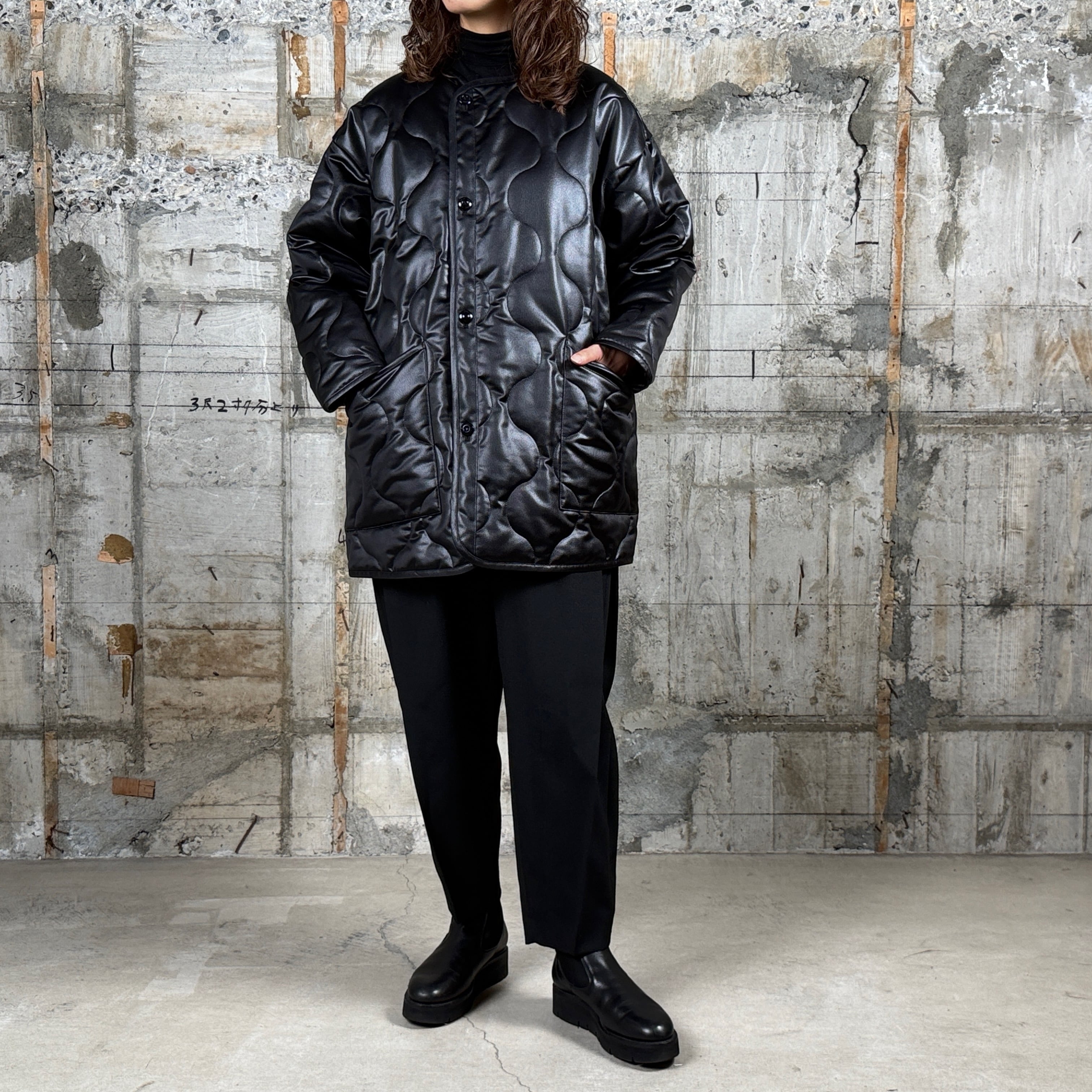 HYKE【ハイク】 FAUX LEATHER QUILTED JACKET (17604) / BLACK