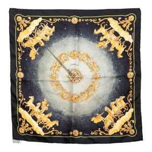 エルメス カレ42 COSMOS コスモス スカーフ ブラック マルチカラー シルク レディース HERMES 【中古】