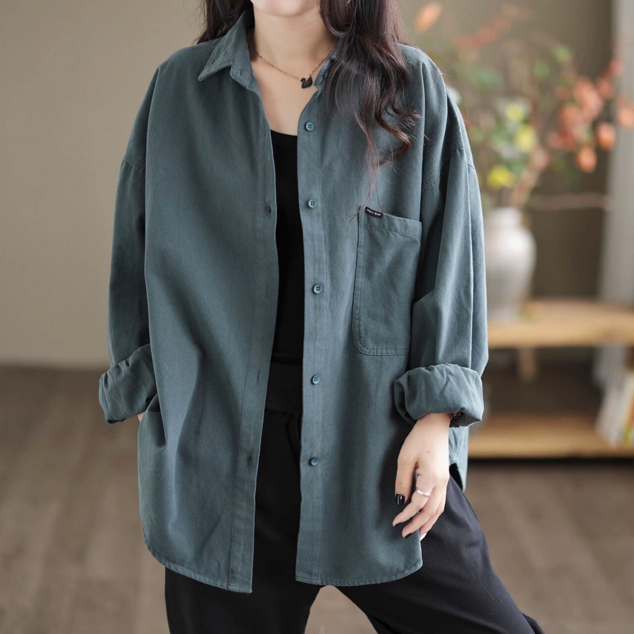 ワイドシルエット ロングスリーブ シャツジャケット Ln00342