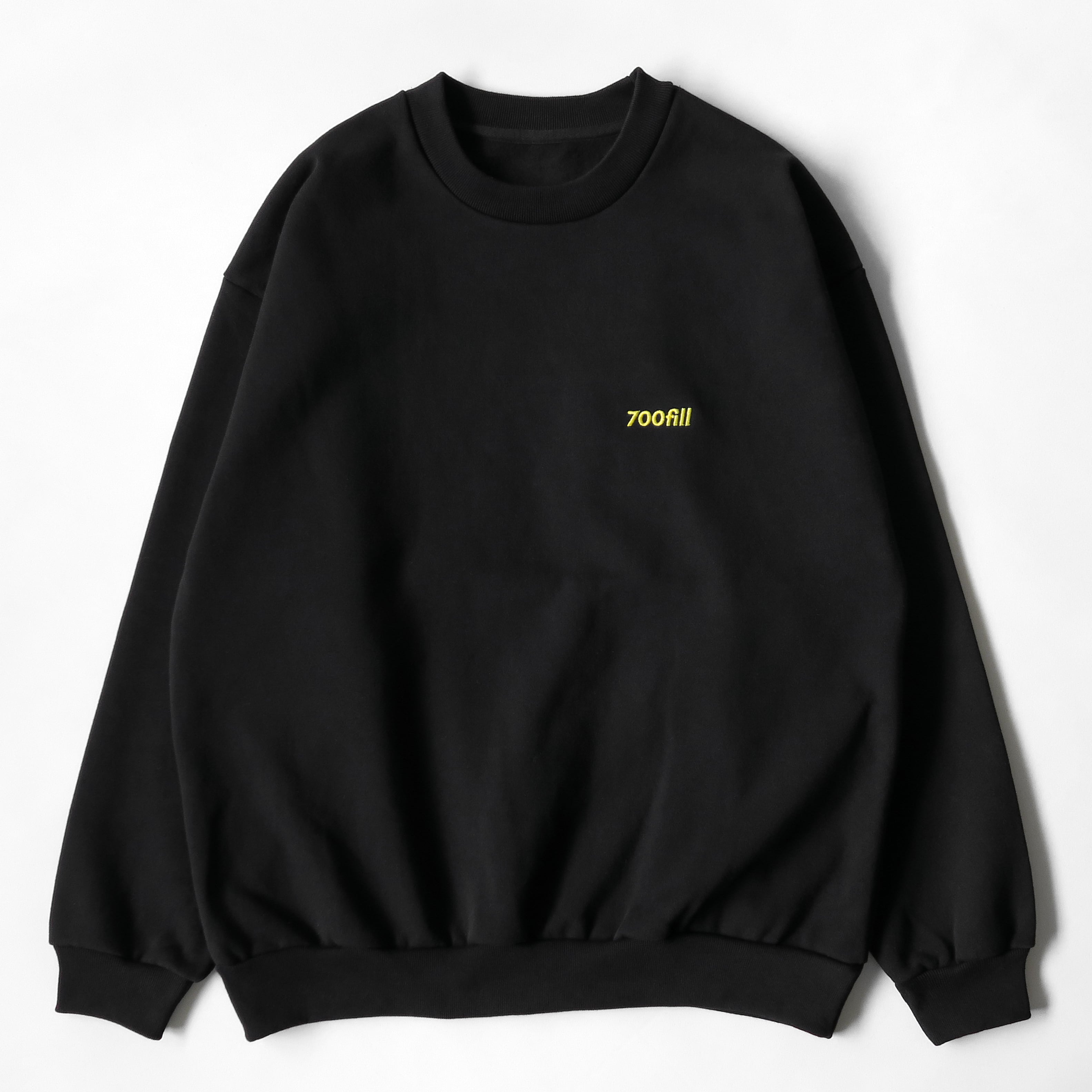 700FILL Embroidered Small Payment Logo Crewneck Sweatshirt - Black