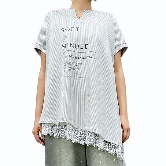 アシンメトリーストライプTシャツ