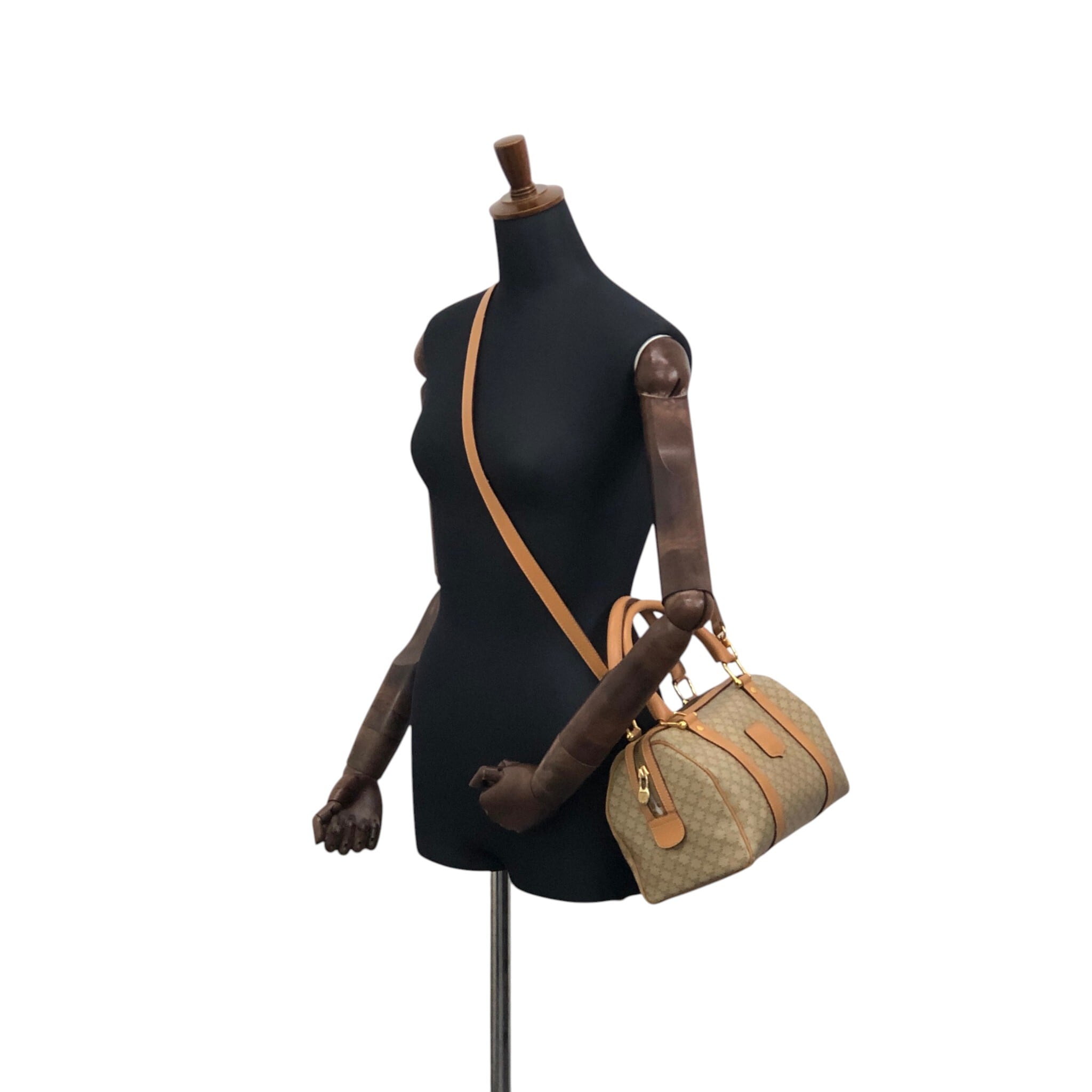 CELINE セリーヌ マカダム ショルダーバッグ ベージュ ブラゾン型押し