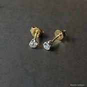 アンティークジュエリー 9ctゴールド 天然ダイヤモンド ピアス(ソーティングメモ付)