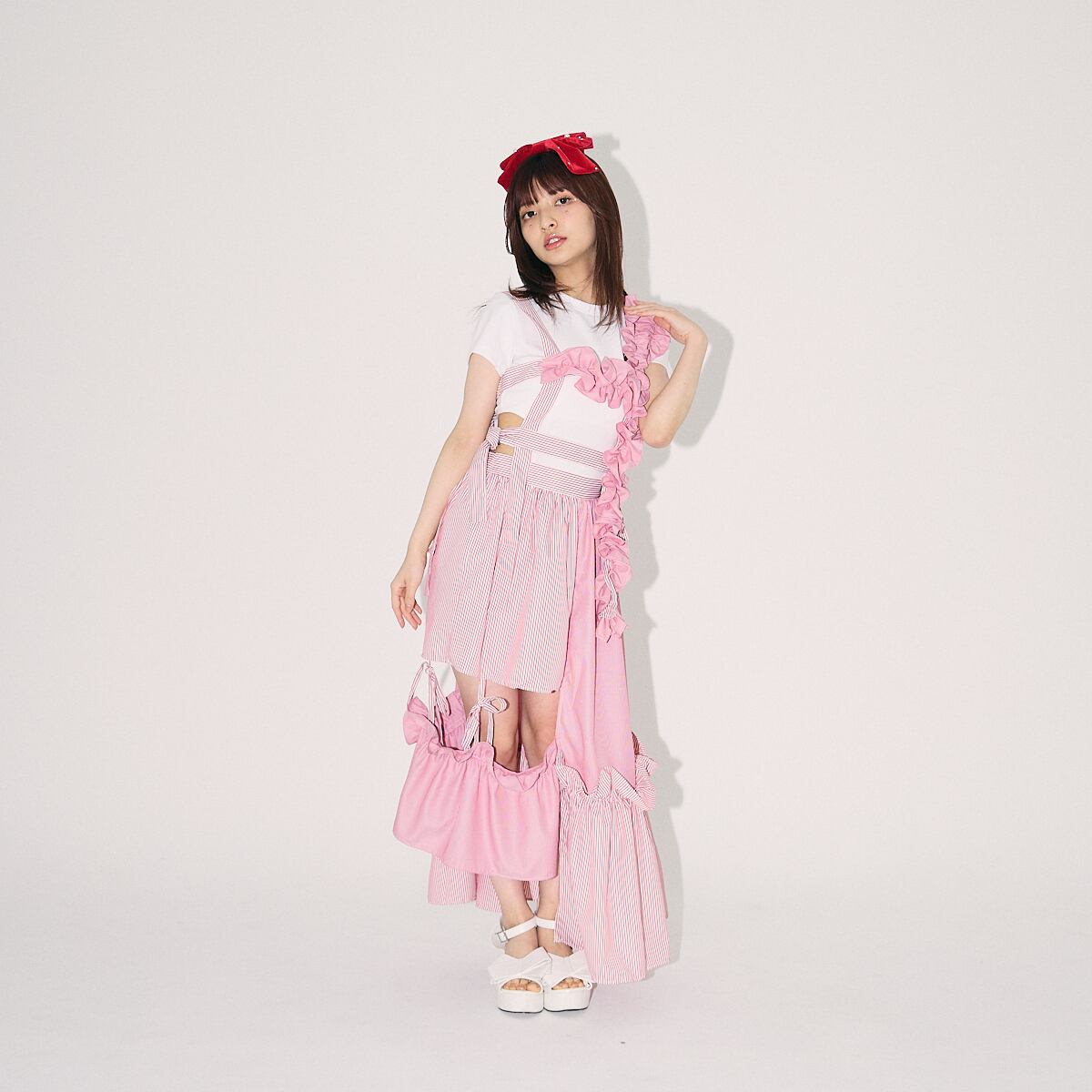 Starry by lilLilly リボンフリルハーネス ピンク リルリリー ピンク