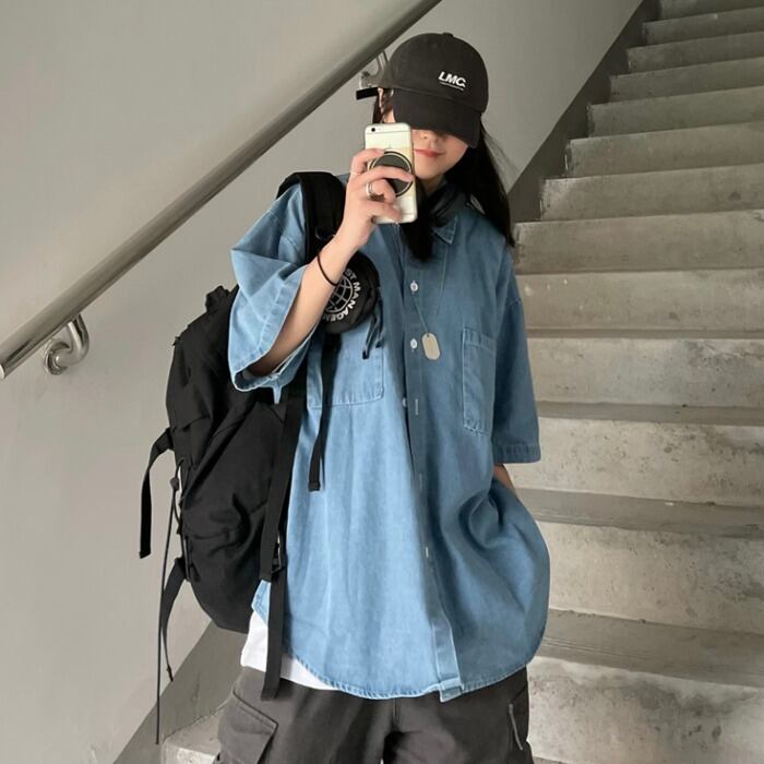 サマールーズシャツ スタンダードジャケット レディースポケット レトロ 夏物 ケッペル66025452919