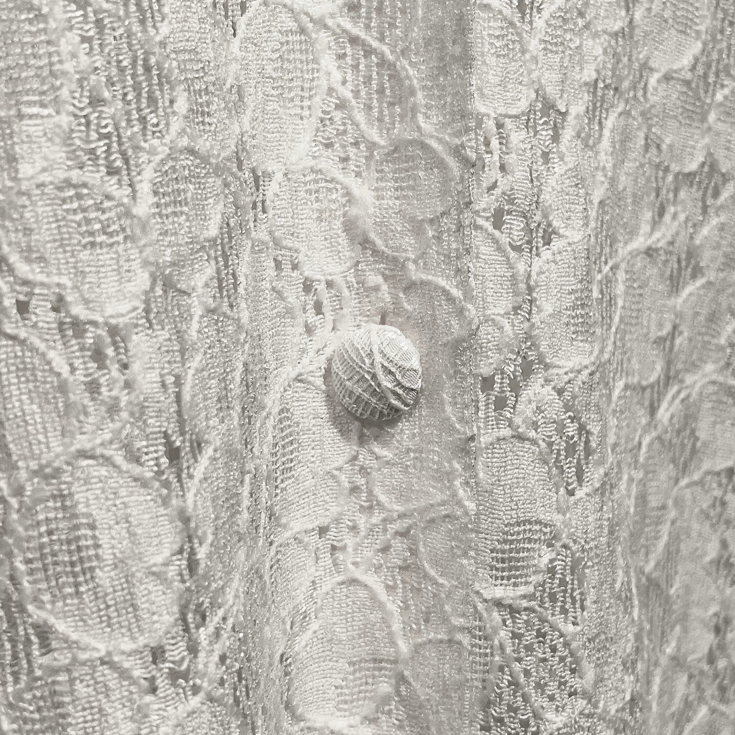 white flower lace embroidery open collar vintage shirt