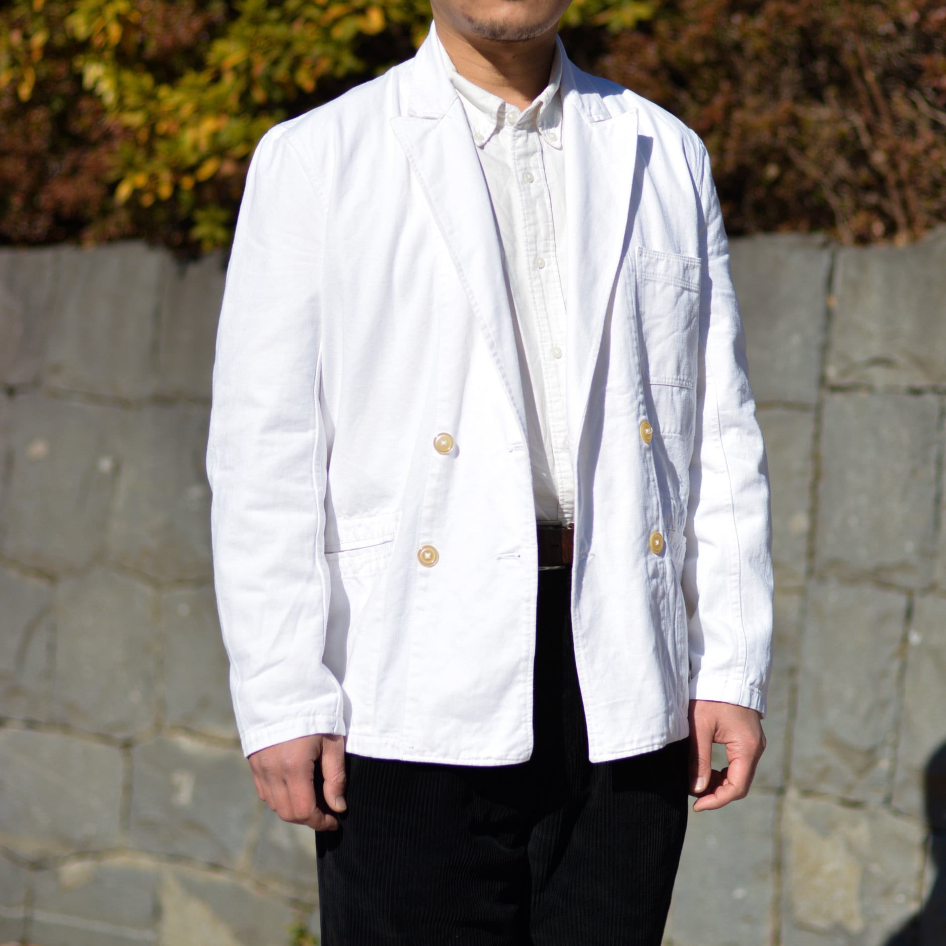 MADE IN FRANCE】【DEADSTOCK】ホワイトワークウェア ダブルブレス MADE IN FRANCE】【DEADSTOCK】ホワイトワークウェア ダブルブレス