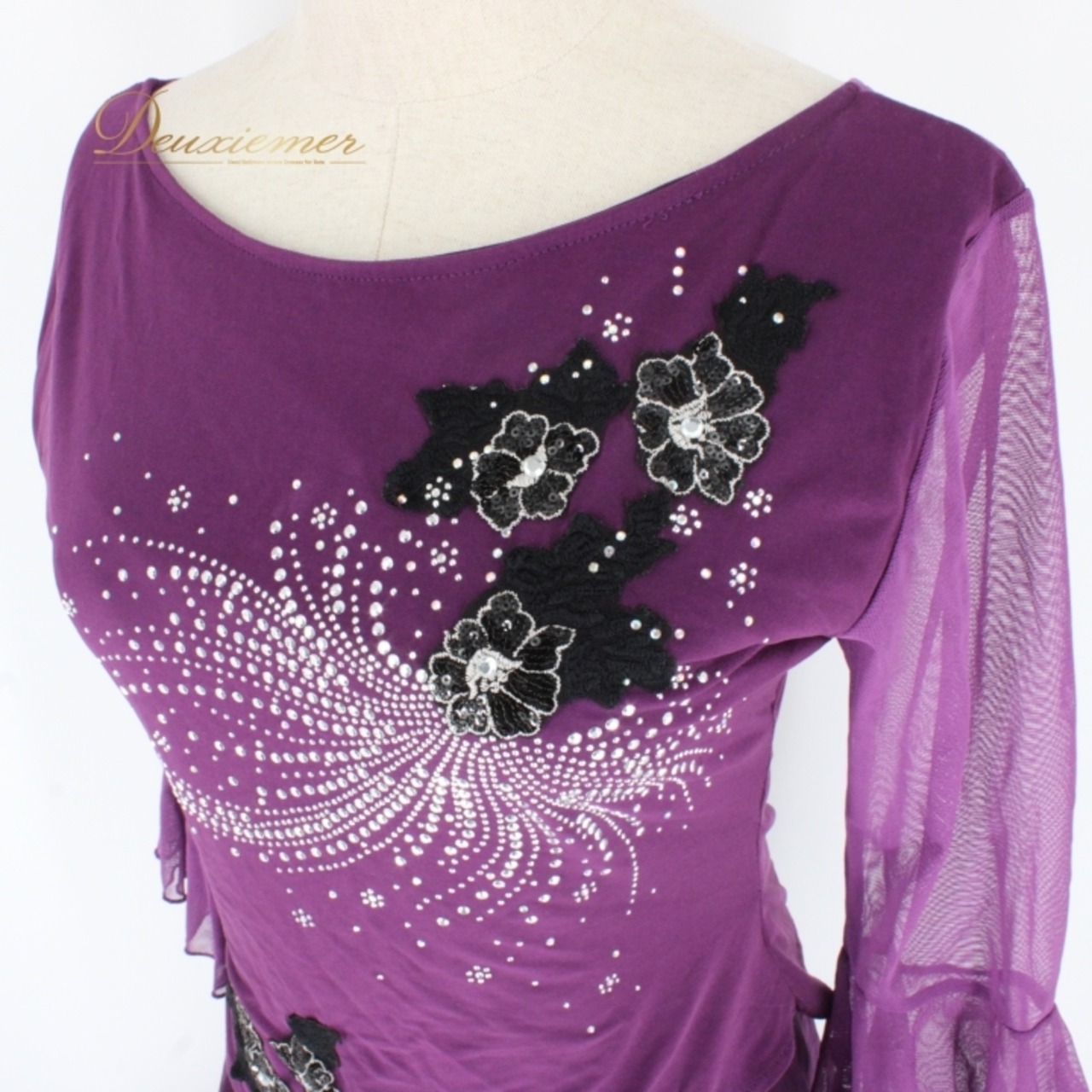 社交ダンス 衣装 スタンダード ドレス ワンピース パーティドレス ICHIOKU イチオク 紫 黒 ラインストーン ブラック系 パープル系 ピンク系 レース パーティー用 競技用 フォーマル おしゃれ 高級感 きらめく スパンコール スタイルアップ 女性用 伸縮性 カジュアル ドレッシー お手入れ簡単 薄手 軽量 ドレスアップ