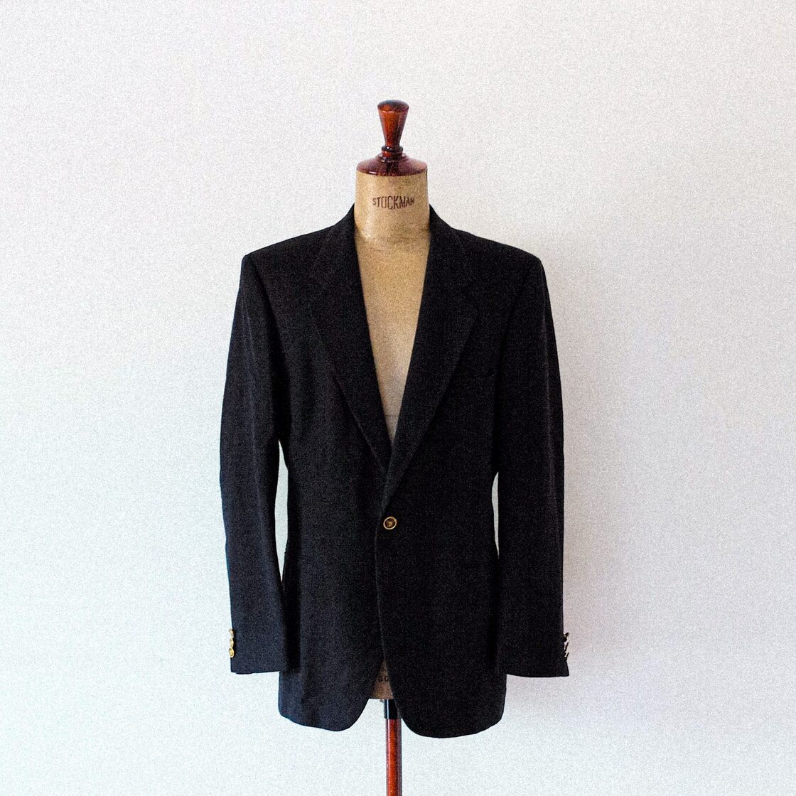 YVES SAINT LAURENT ネイビーブレザー 2Bテーラードジャケット  