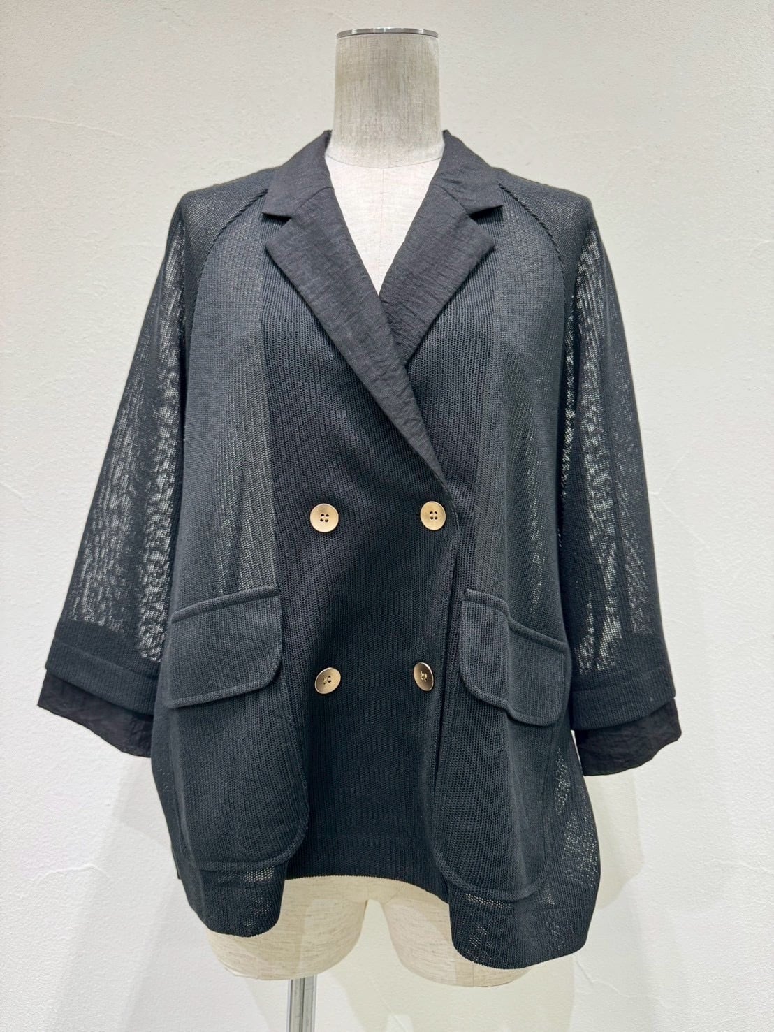 【CYAN tokyo】ニットライクメッシュWジャケット　ブラック ニットライクメッシュW ジャケット 601453 cyantokyo 003-2604 | BlueOnion